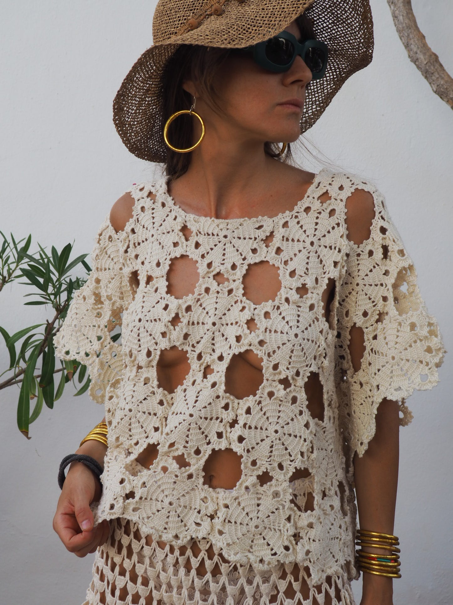 Amazing one of a kind cream vintage crochet lace top up-cycled by Vagabond Ibiza