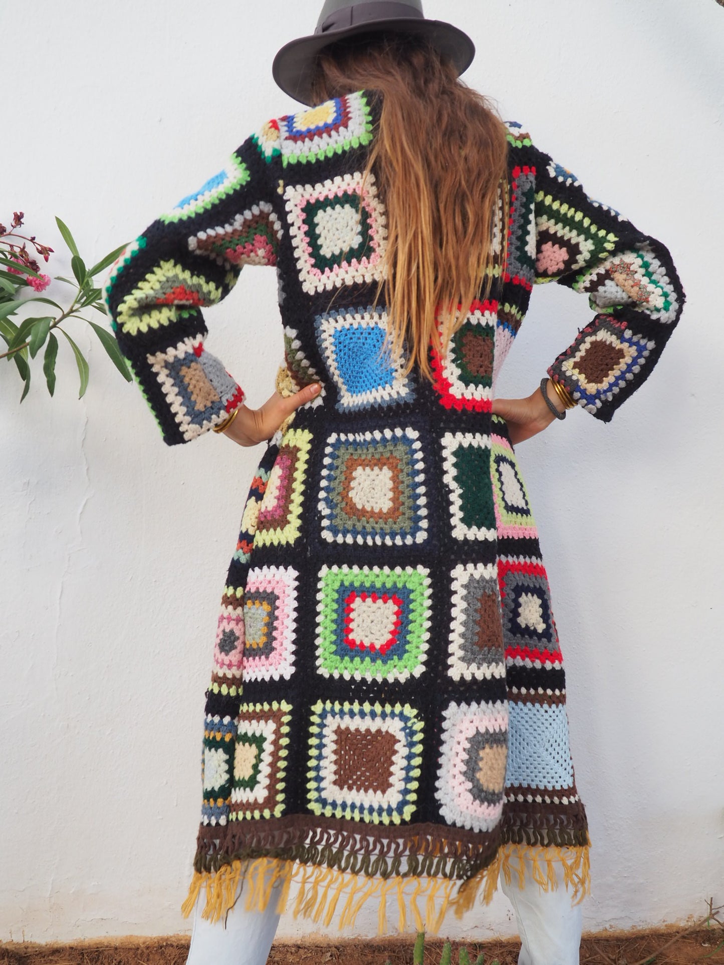 Vintage 1970’s granny square crochet jacket up-cycled by Vagabond Ibiza