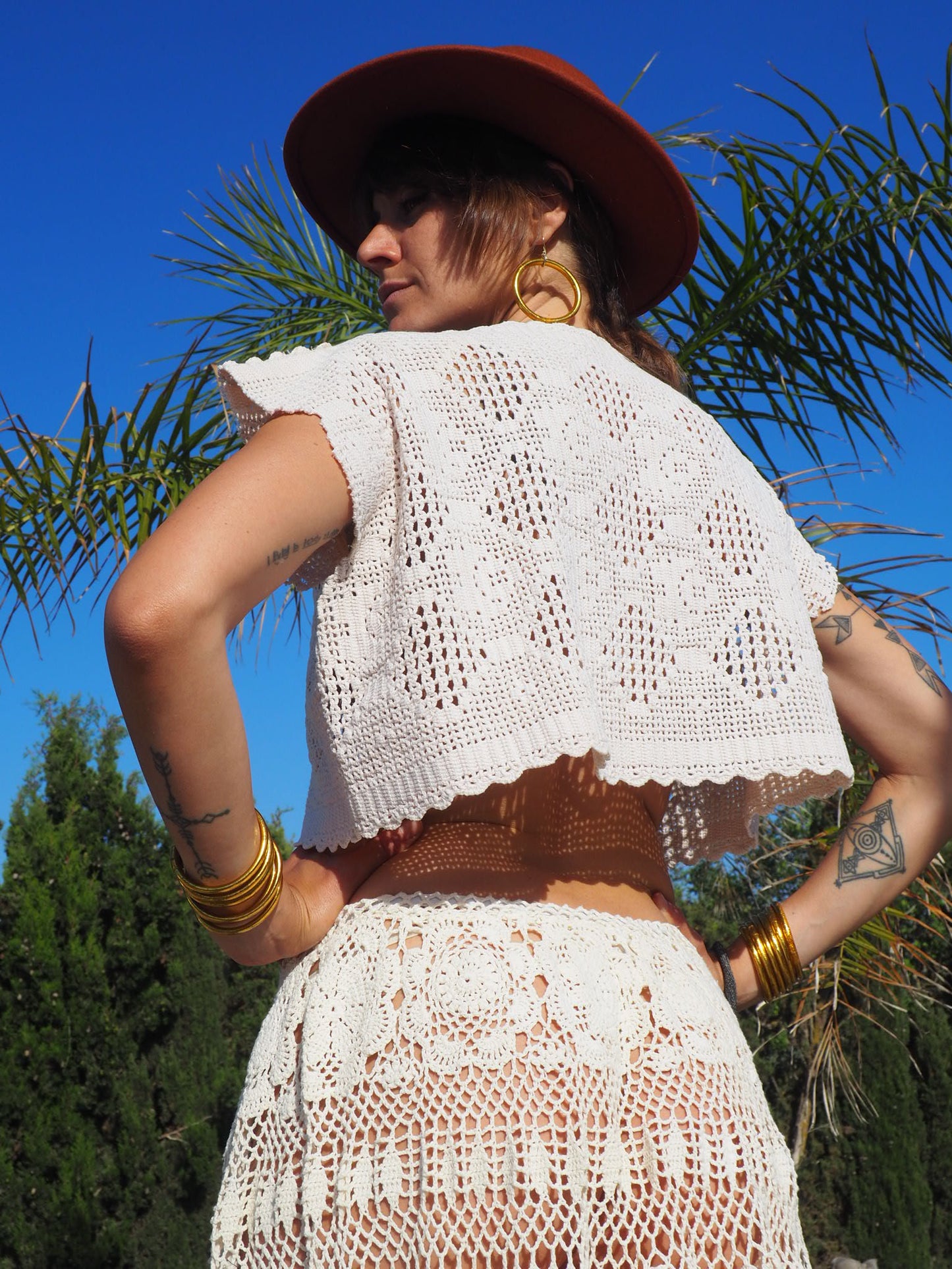 Antique handmade lace crochet up-cycled top by Vagabond Ibiza
