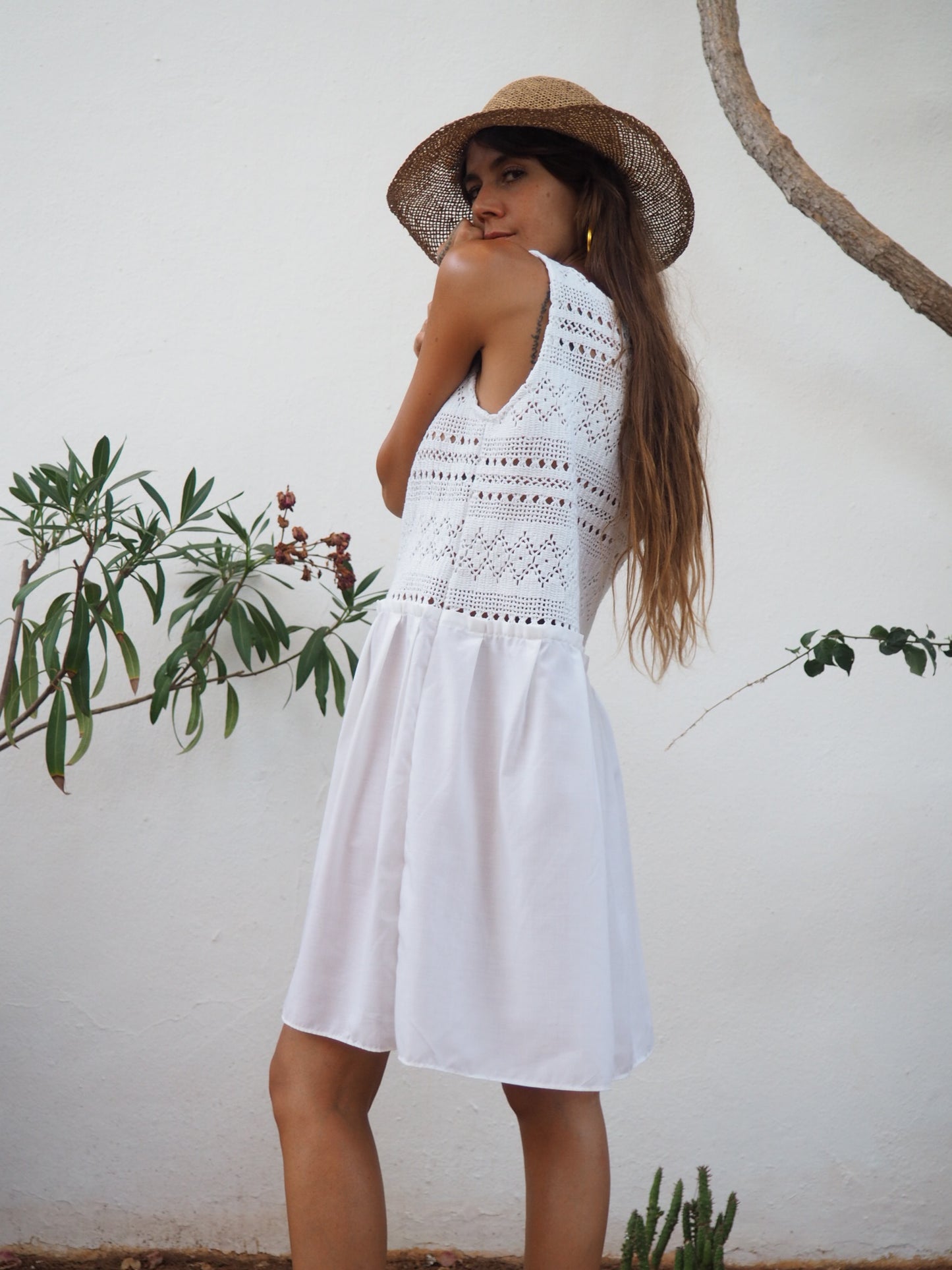 Amazing one off a kind white vintage crochet dress up-cycled by Vagabond Ibiza