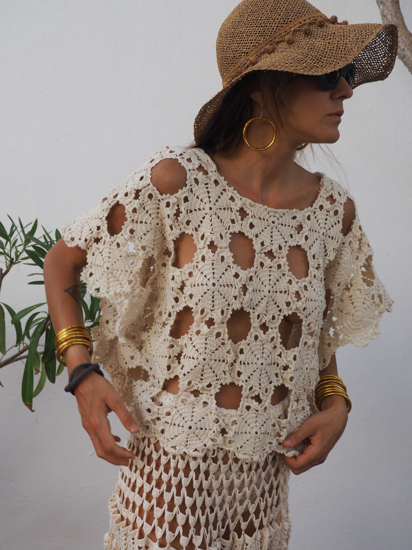 Amazing one of a kind cream vintage crochet lace top up-cycled by Vagabond Ibiza