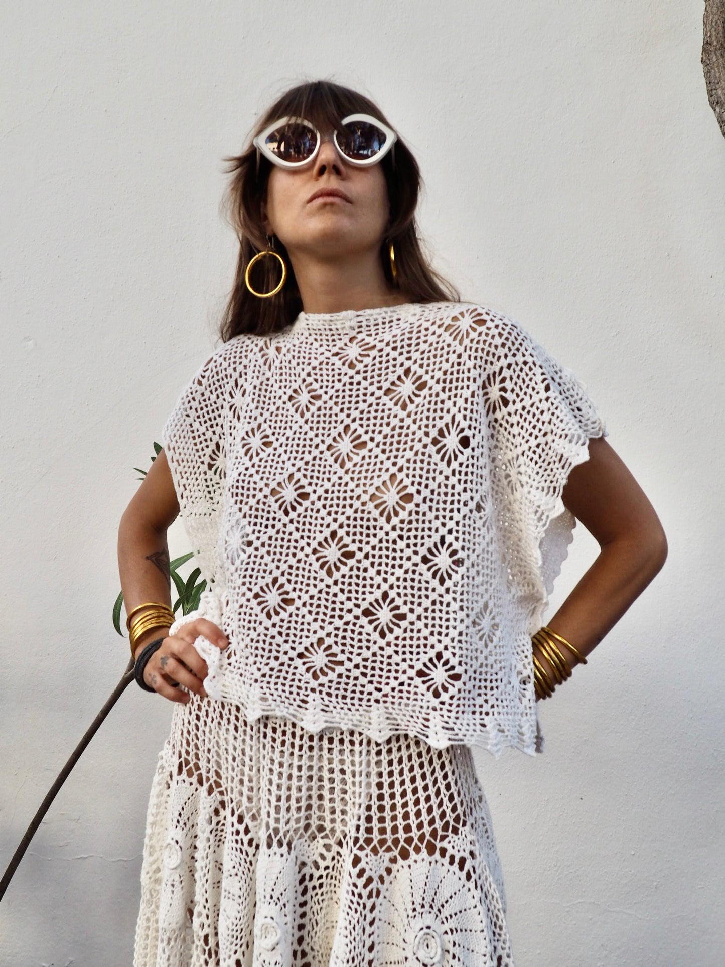 Amazing one off a kind white vintage crochet lace top up-cycled by Vagabond Ibiza