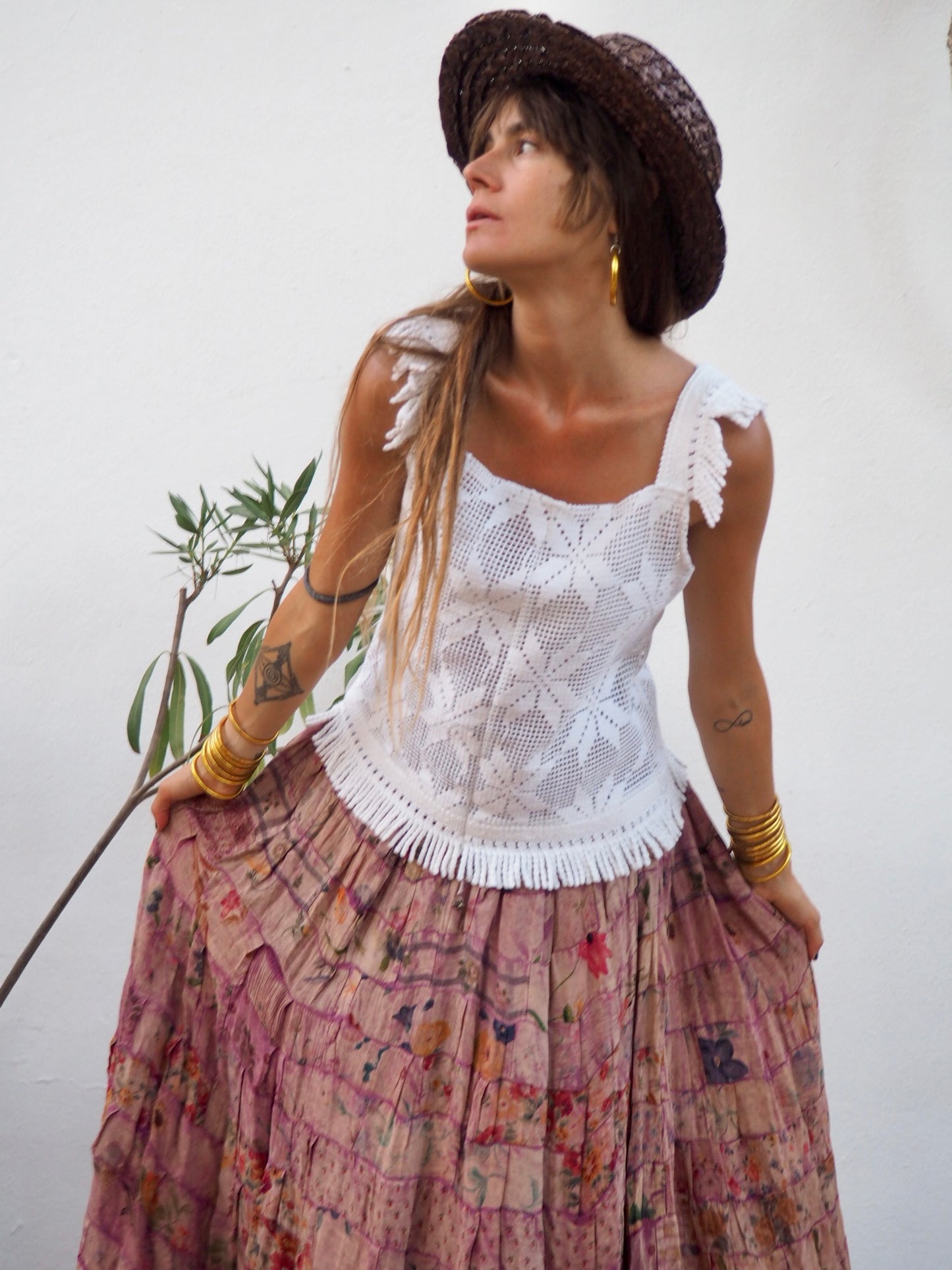 Amazing one off a kind white vintage crochet lace top up-cycled by Vagabond Ibiza