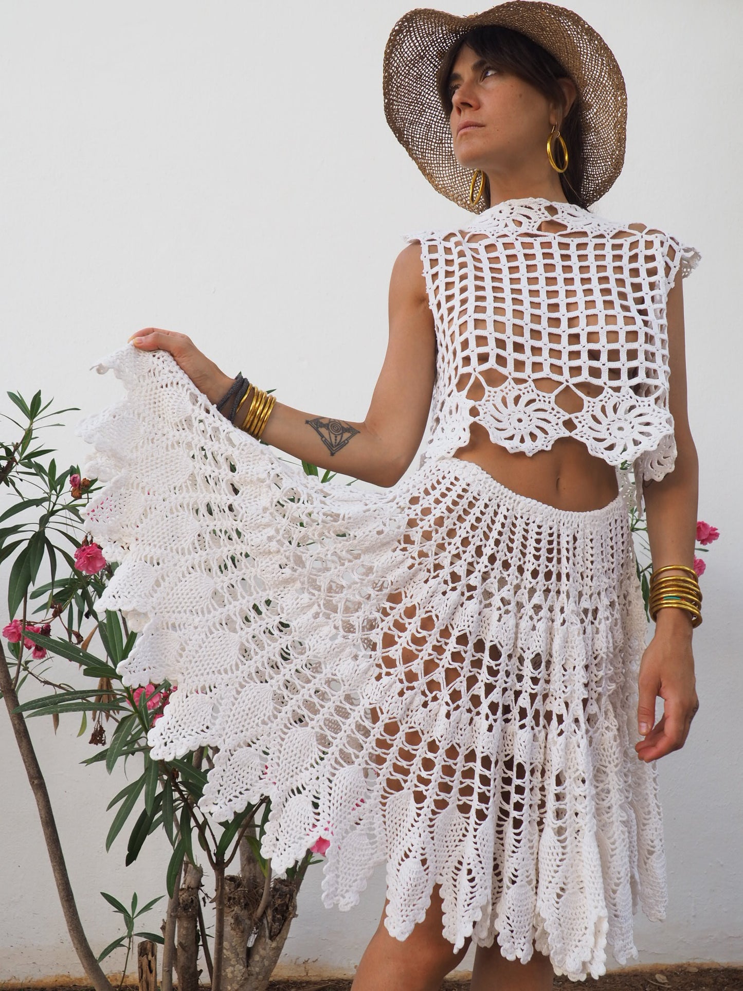 Amazing one off a kind white vintage crochet lace top up-cycled by Vagabond Ibiza