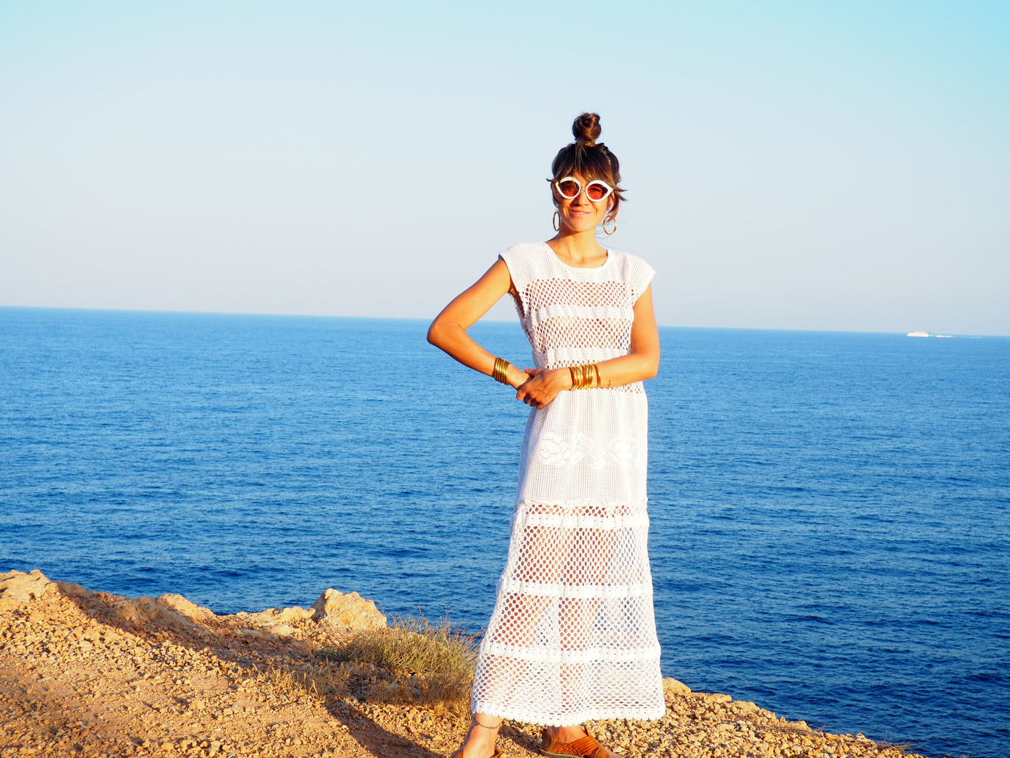 Amazing one off a kind white vintage crochet dress up-cycled by Vagabond Ibiza