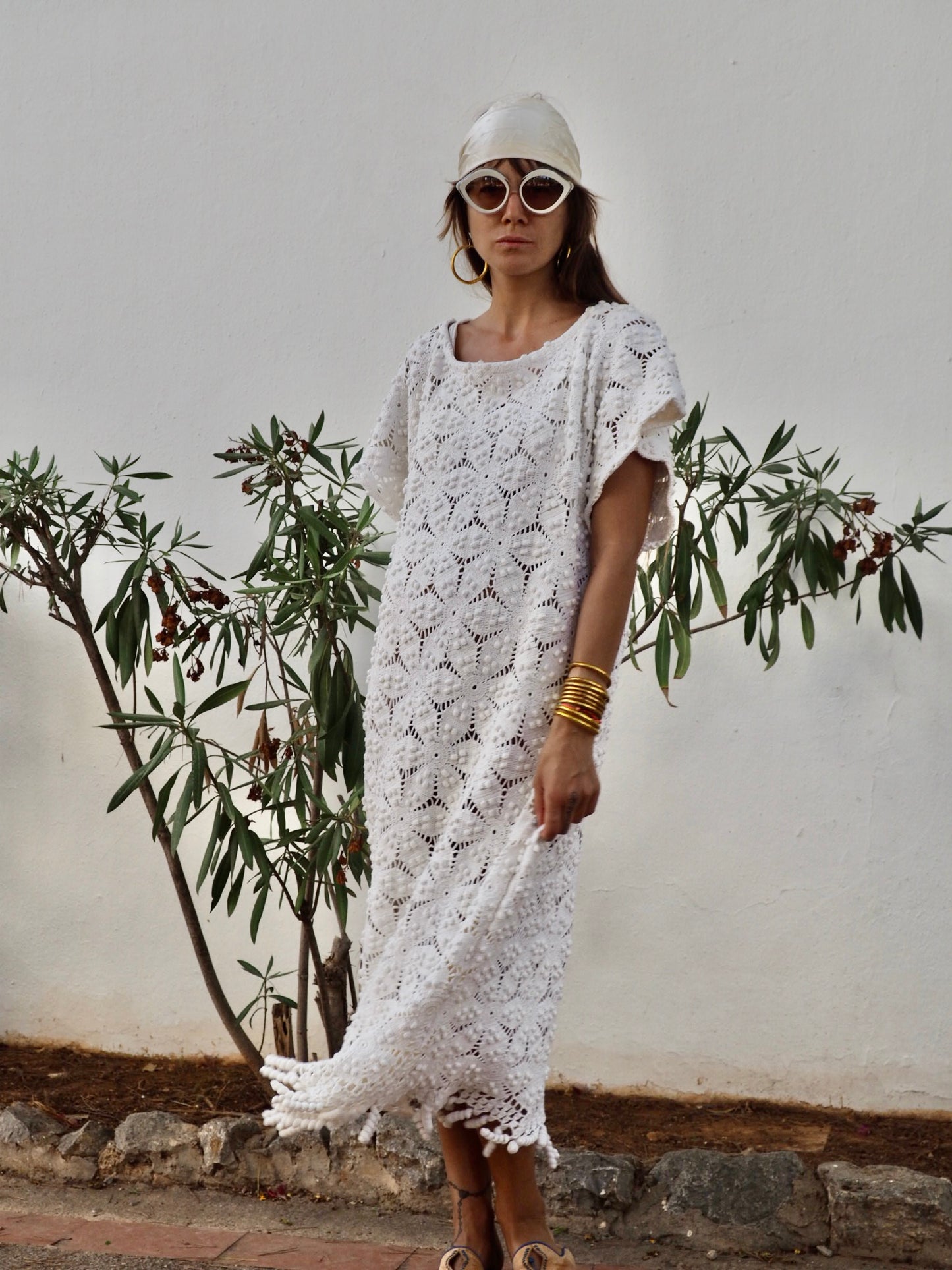 Amazing one off a kind white vintage crochet dress up-cycled by Vagabond Ibiza