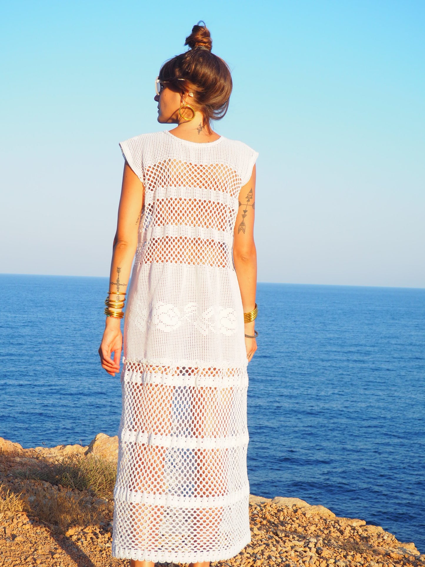 Amazing one off a kind white vintage crochet dress up-cycled by Vagabond Ibiza