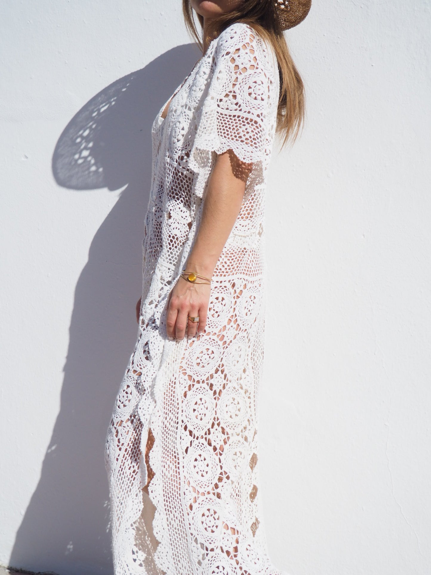 Very cool oversized beach dress hand made crochet up-cycled by Vagabond Ibiza.