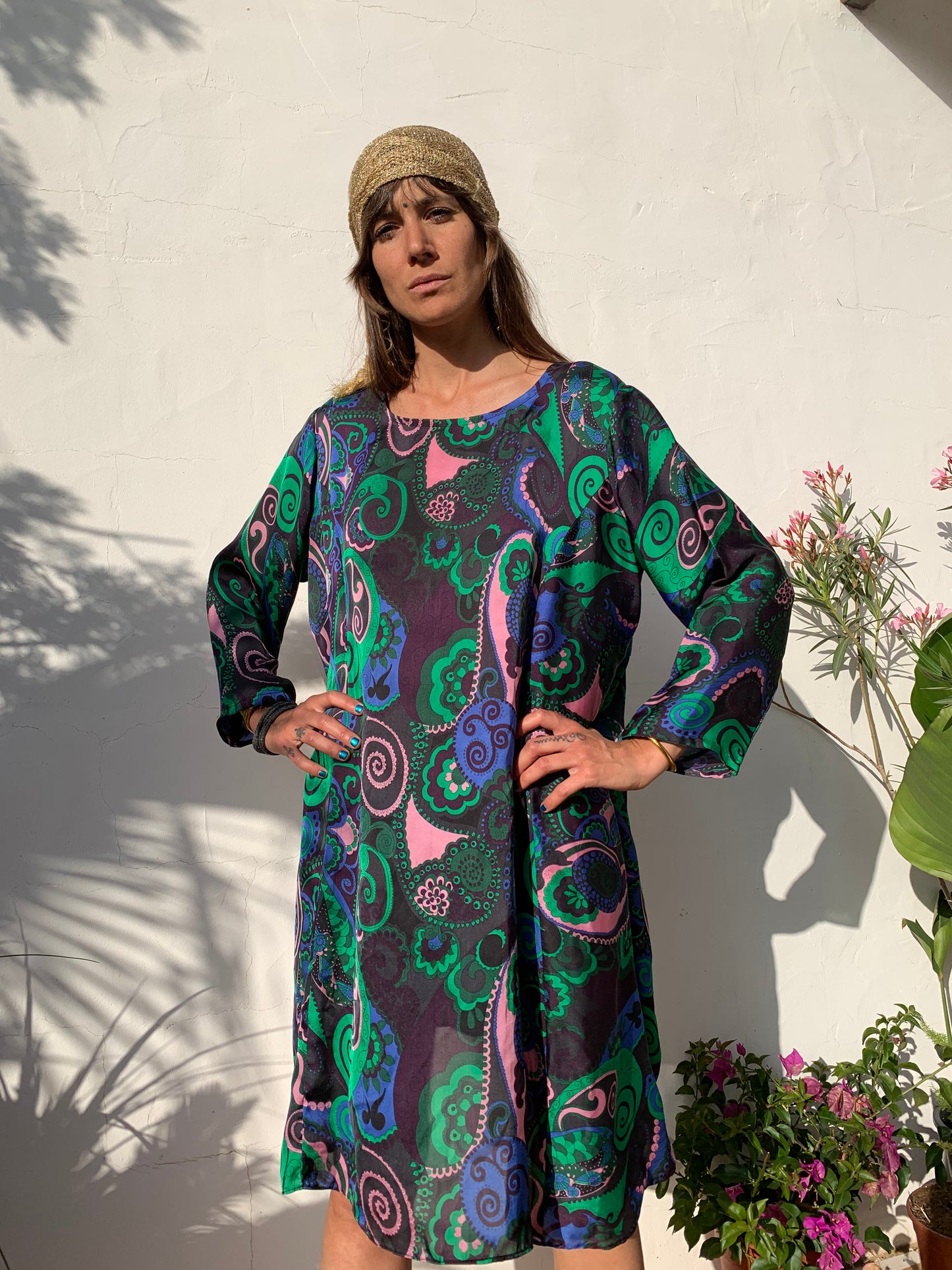 Vintage 1970’s printed dress with wide sleeves