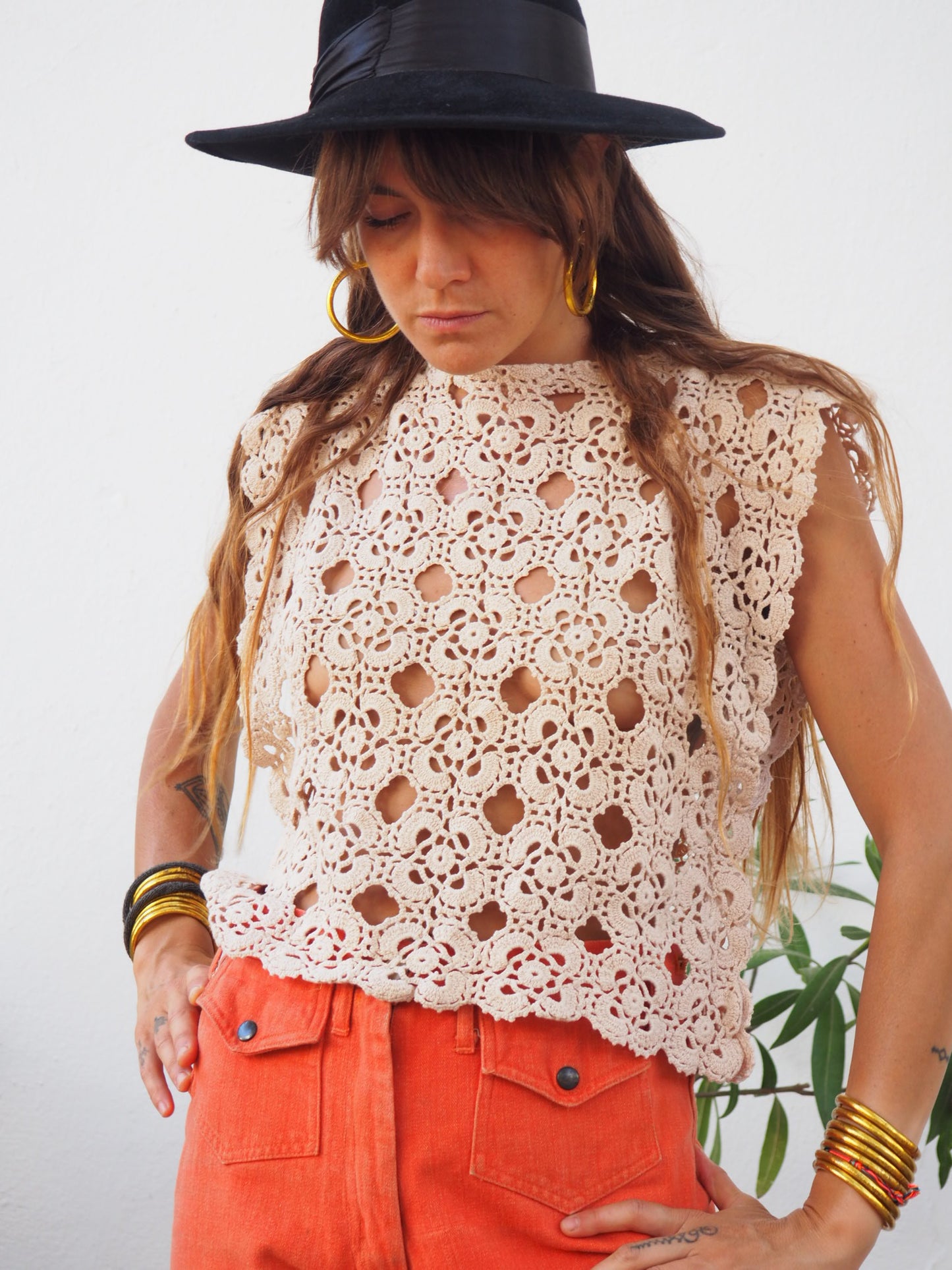 Amazing one off a kind cream vintage crochet lace top up-cycled by Vagabond Ibiza