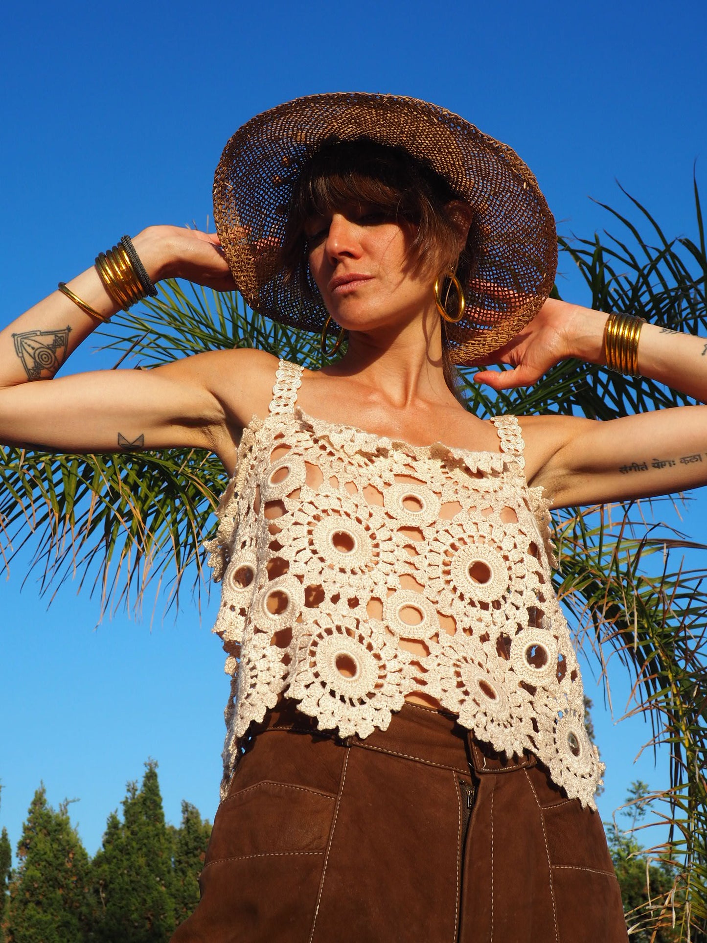 Antique Lace up-cycled crop top by Vagabond Ibiza