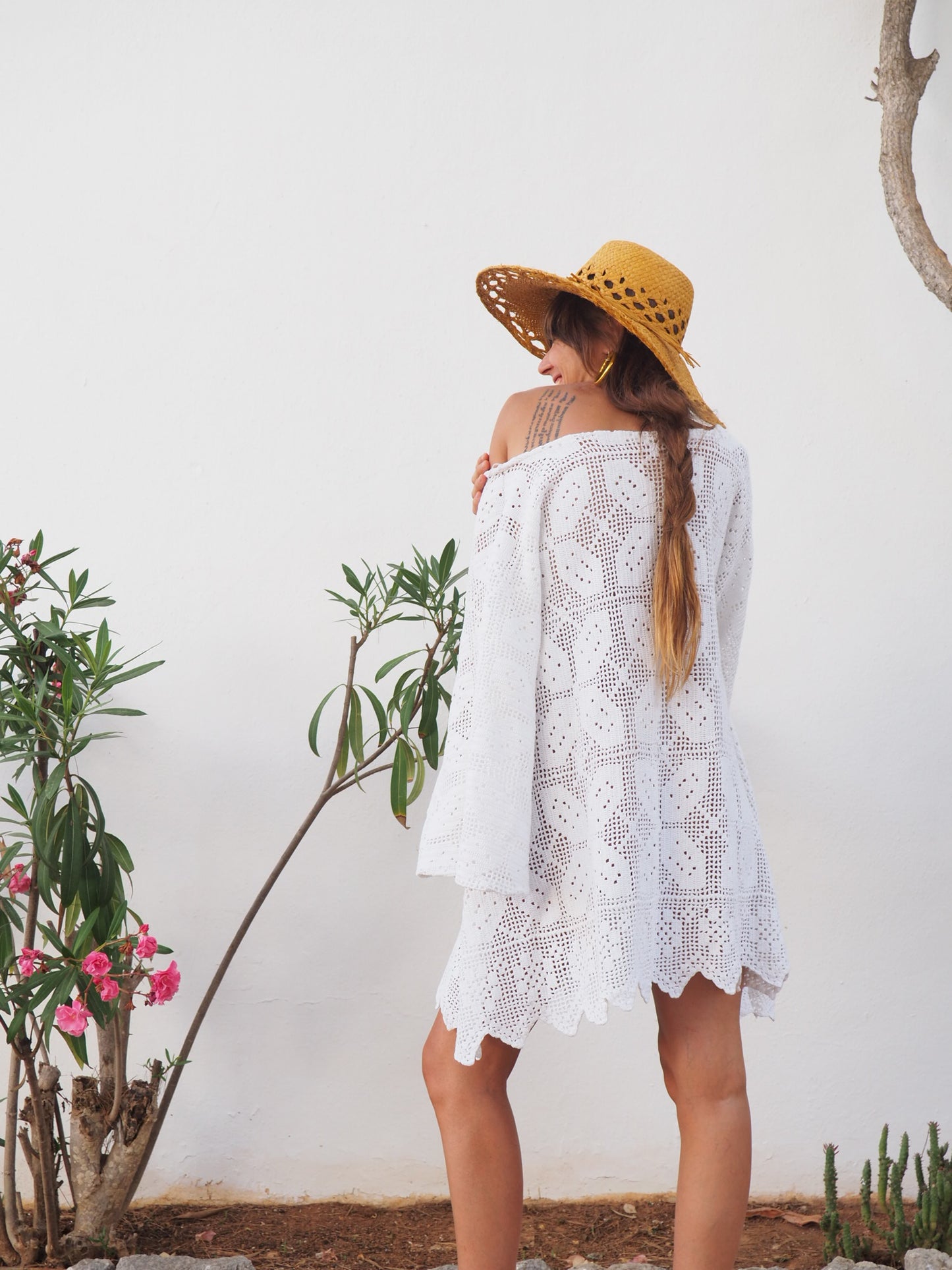 Amazing one off a kind white vintage crochet dress up-cycled by Vagabond Ibiza