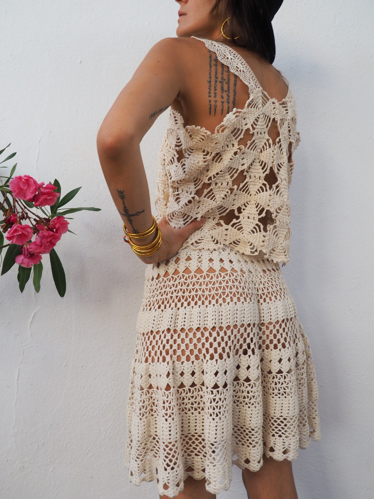 Amazing one of a kind vintage crochet lace skirt up-cycled by Vagabond Ibiza