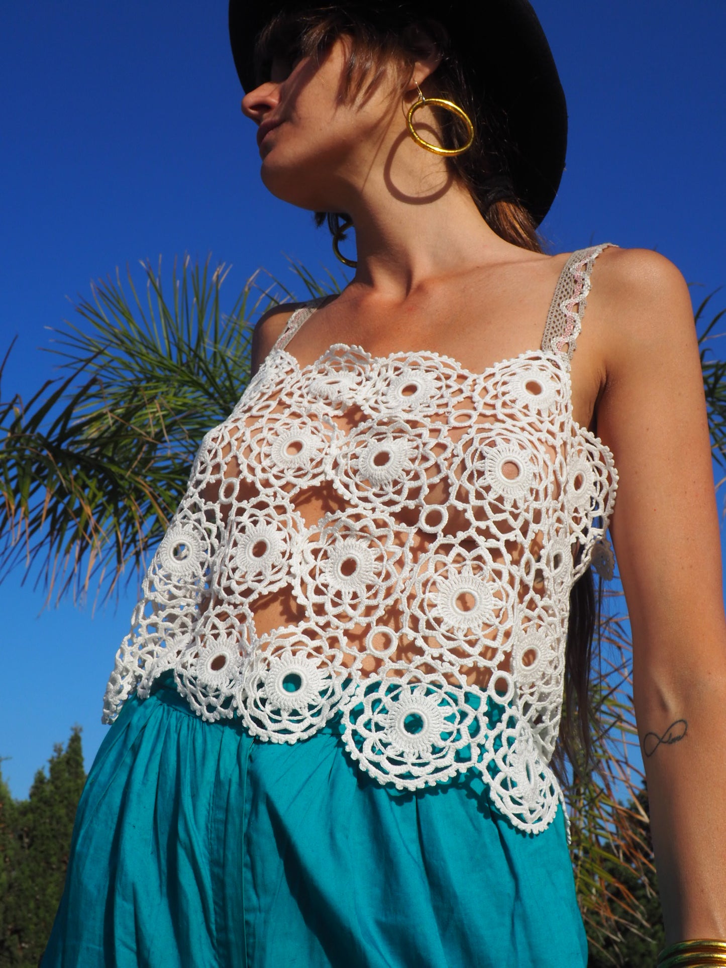 Antique Lace crochet up-cycled top by Vagabond Ibiza