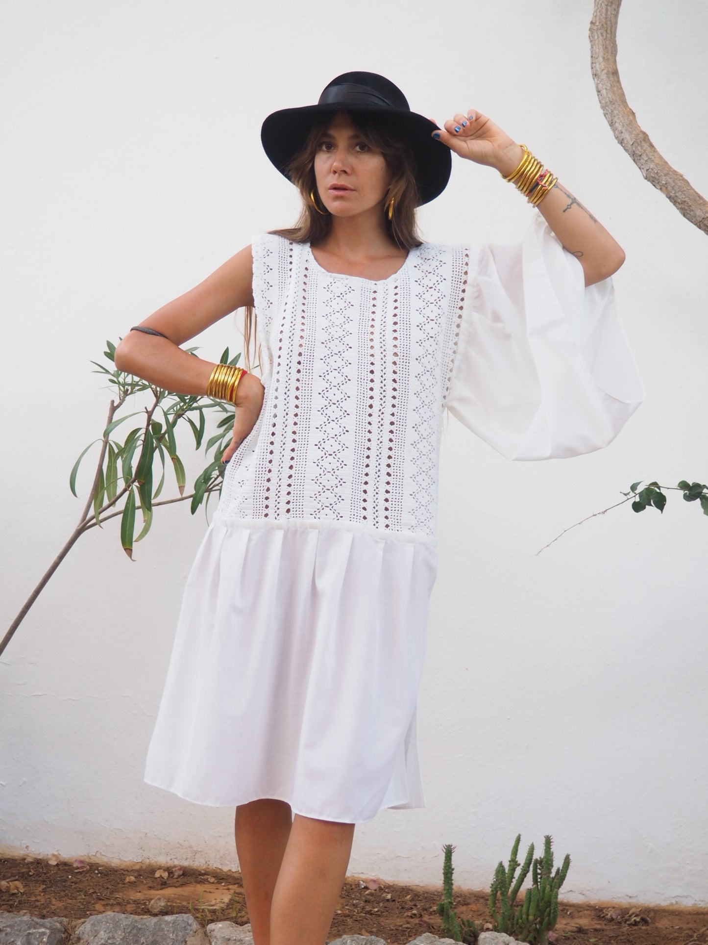 Amazing one off a kind white vintage crochet dress up-cycled by Vagabond Ibiza