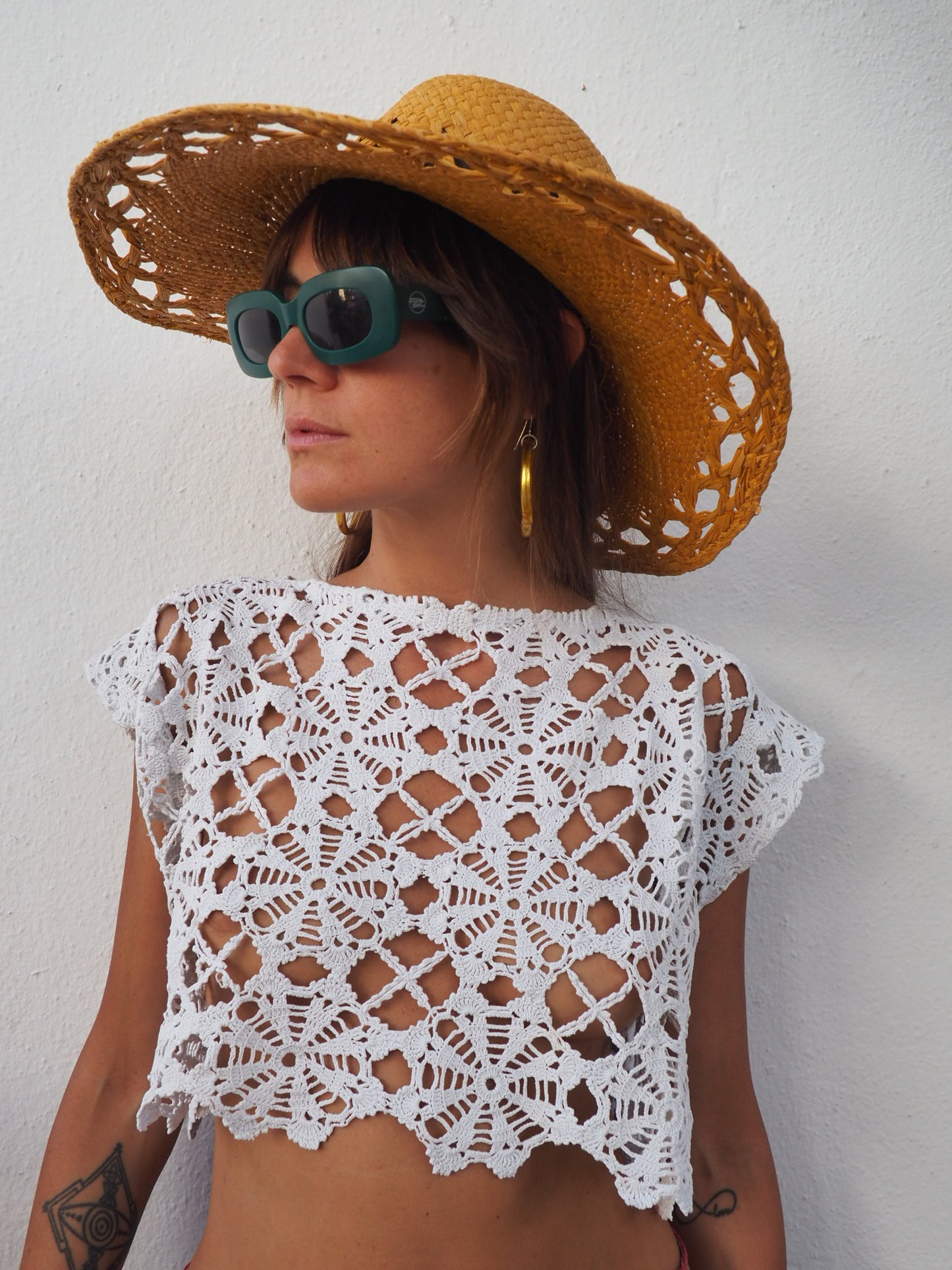 Amazing one off a kind white vintage crochet lace top up-cycled by Vagabond Ibiza