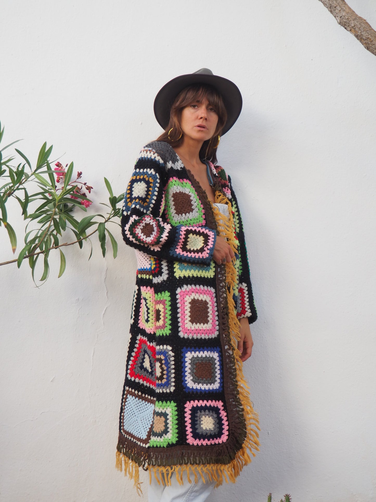 Vintage 1970’s granny square crochet jacket up-cycled by Vagabond Ibiza