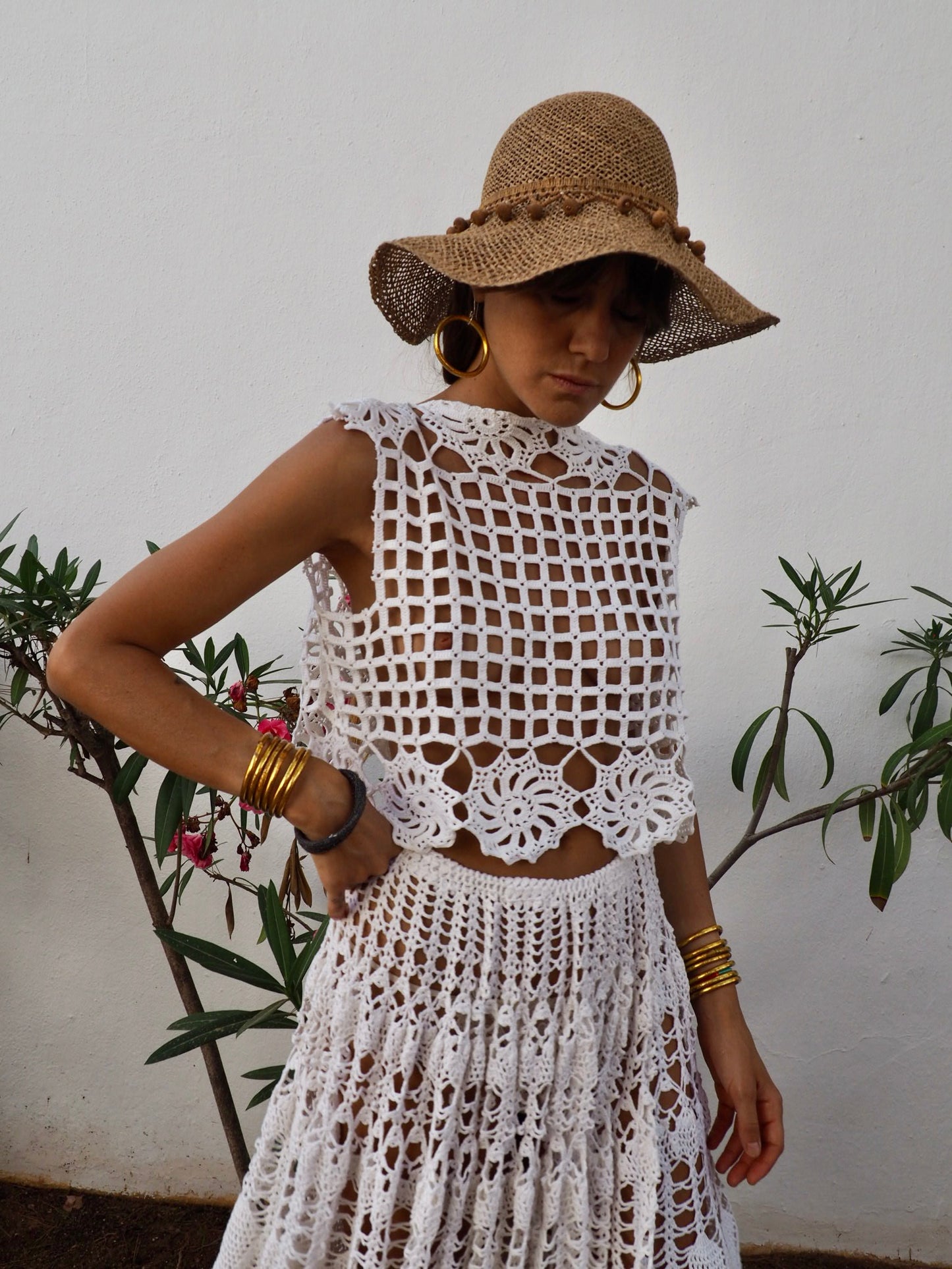 Amazing one off a kind white vintage crochet lace top up-cycled by Vagabond Ibiza