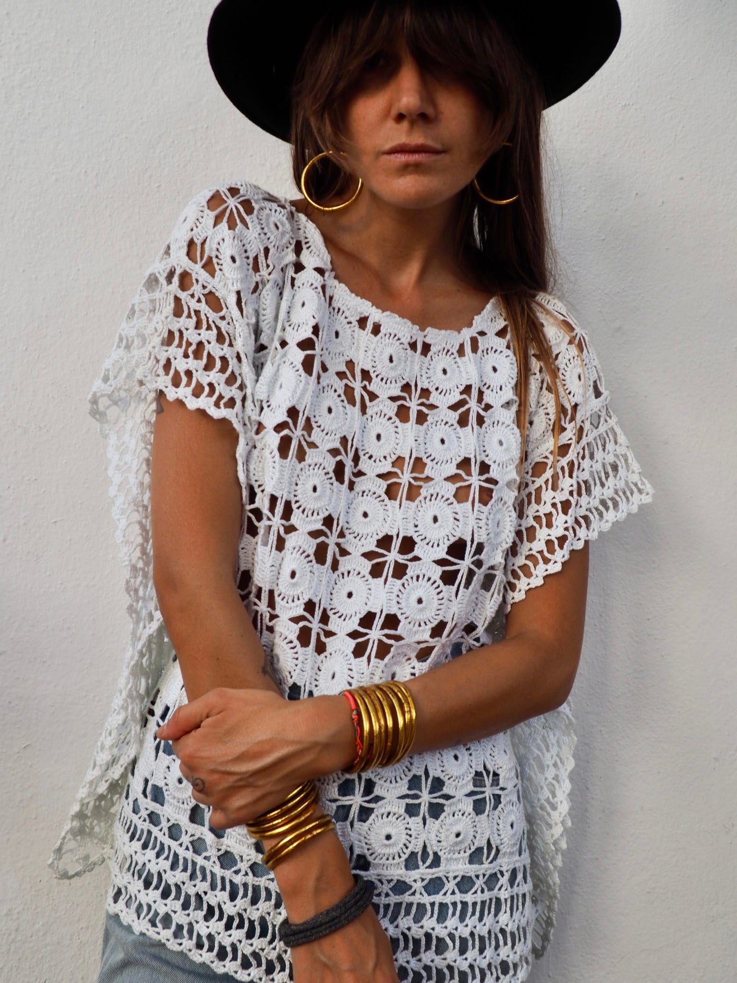 Amazing one off a kind white vintage crochet lace top up-cycled by Vagabond Ibiza