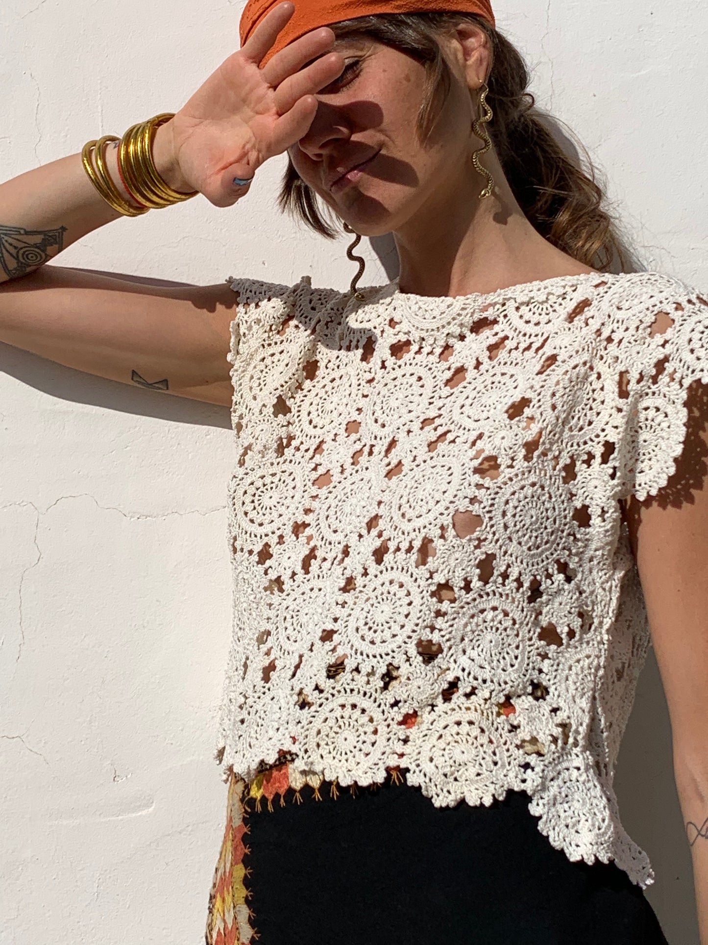 Antique details handmade lace up-cycled top made in Ibiza | Vagabond Ibiza