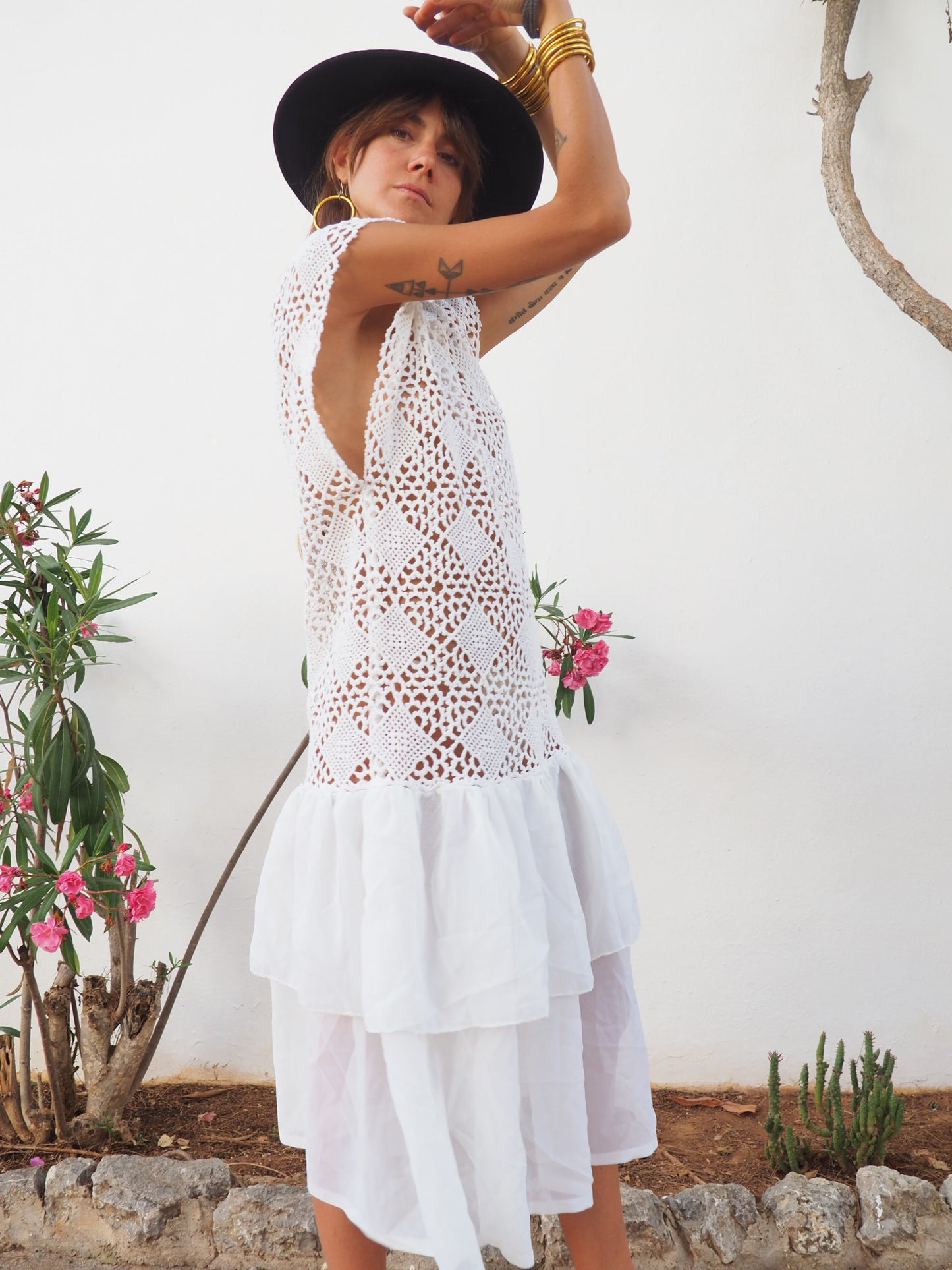 Amazing one off a kind white vintage crochet dress up-cycled by Vagabond Ibiza