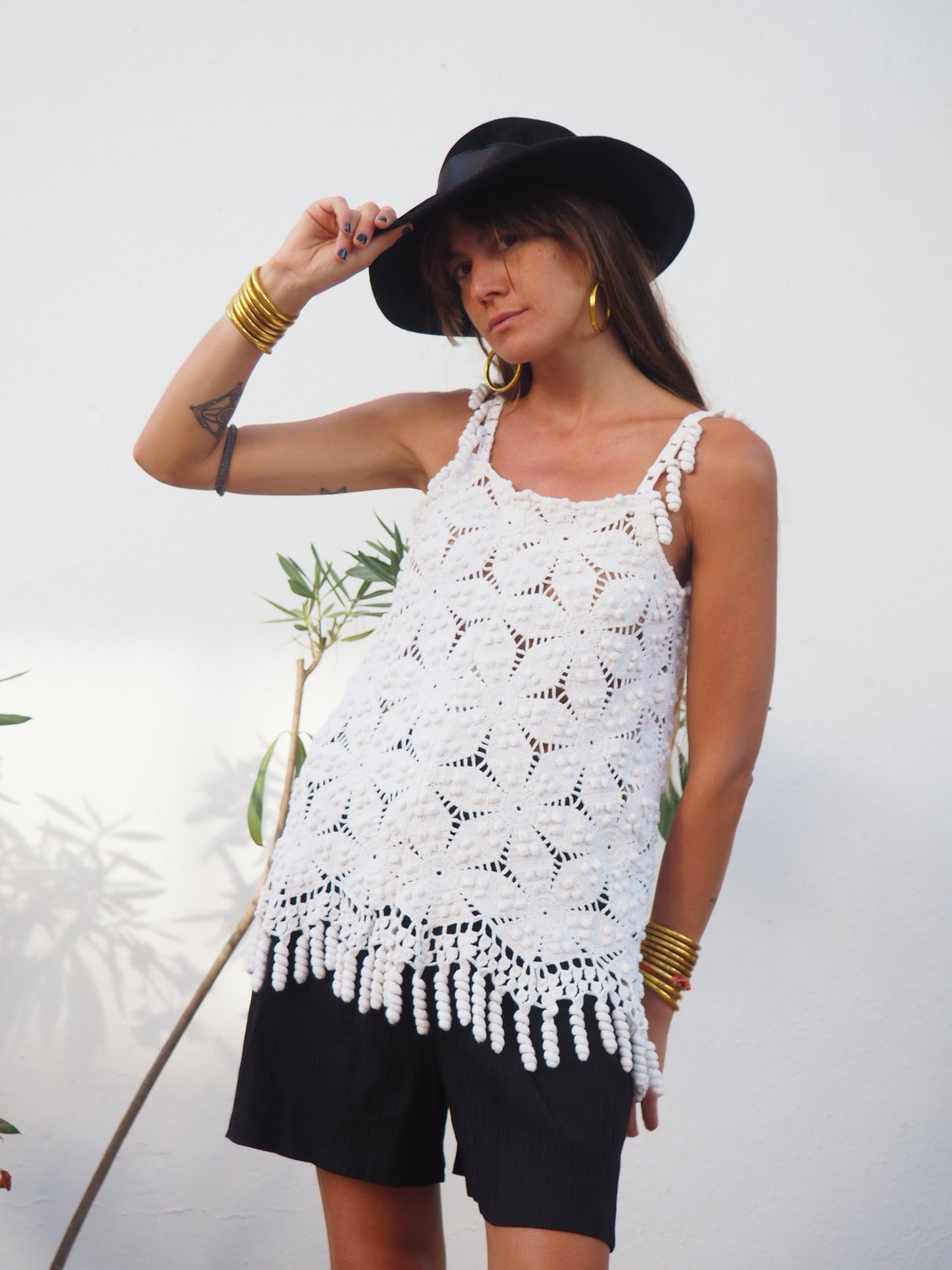 Amazing one off a kind white vintage crochet lace top up-cycled by Vagabond Ibiza