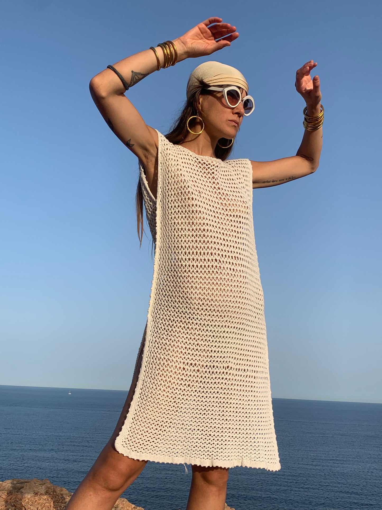 Vintage lace crochet textiles up-cycled dress by Vagabond Ibiza
