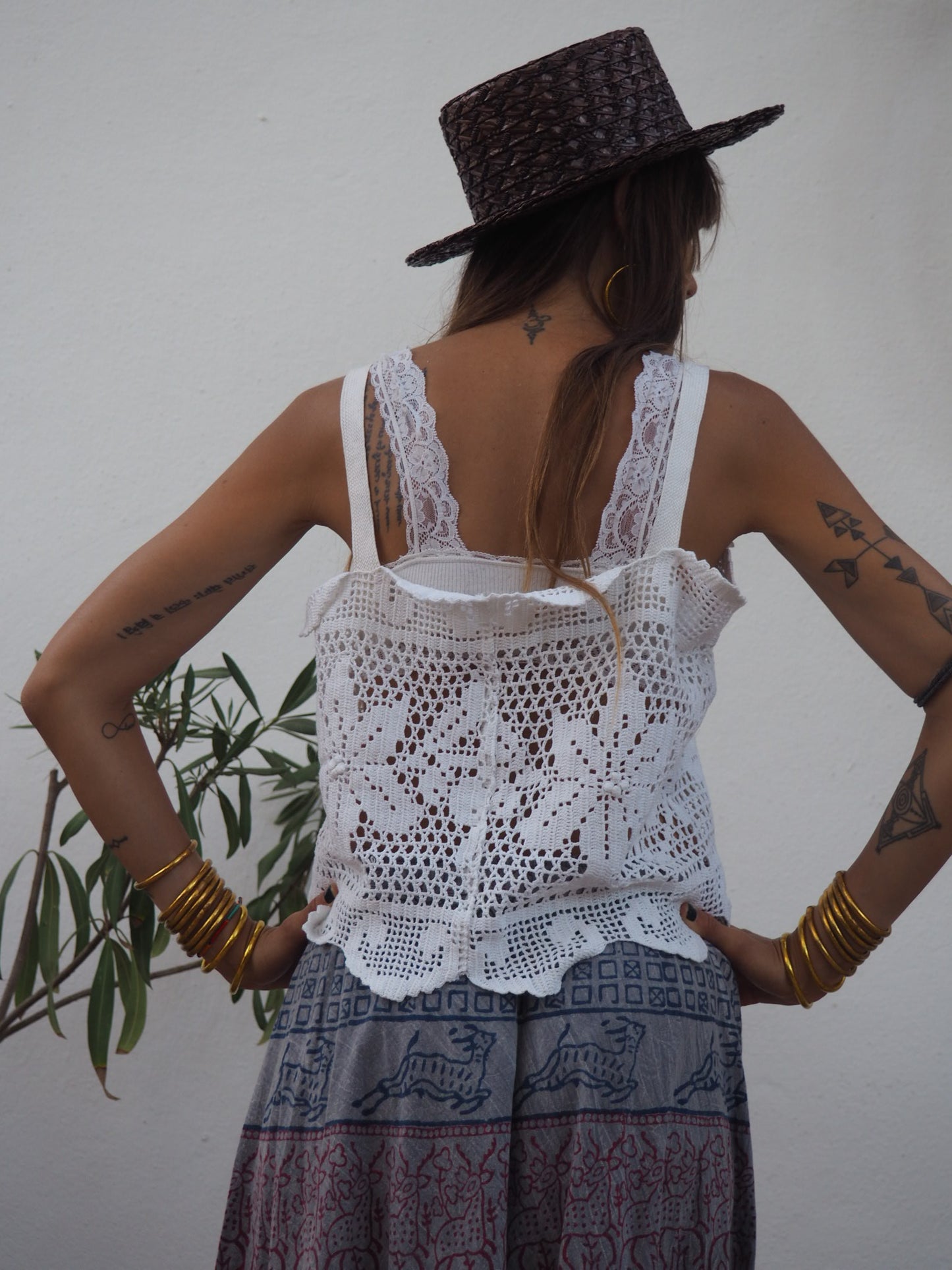 Amazing one off a kind white vintage crochet lace top up-cycled by Vagabond Ibiza