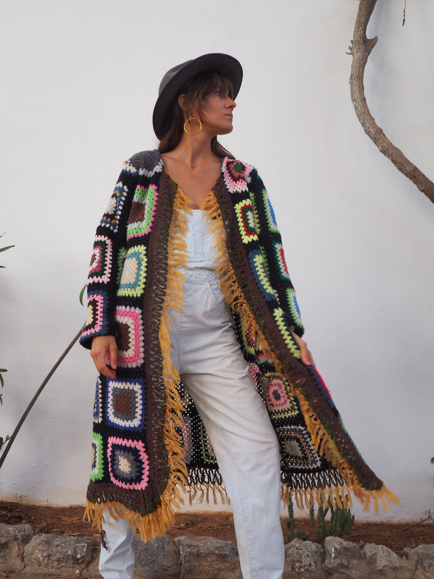 Vintage 1970’s granny square crochet jacket up-cycled by Vagabond Ibiza