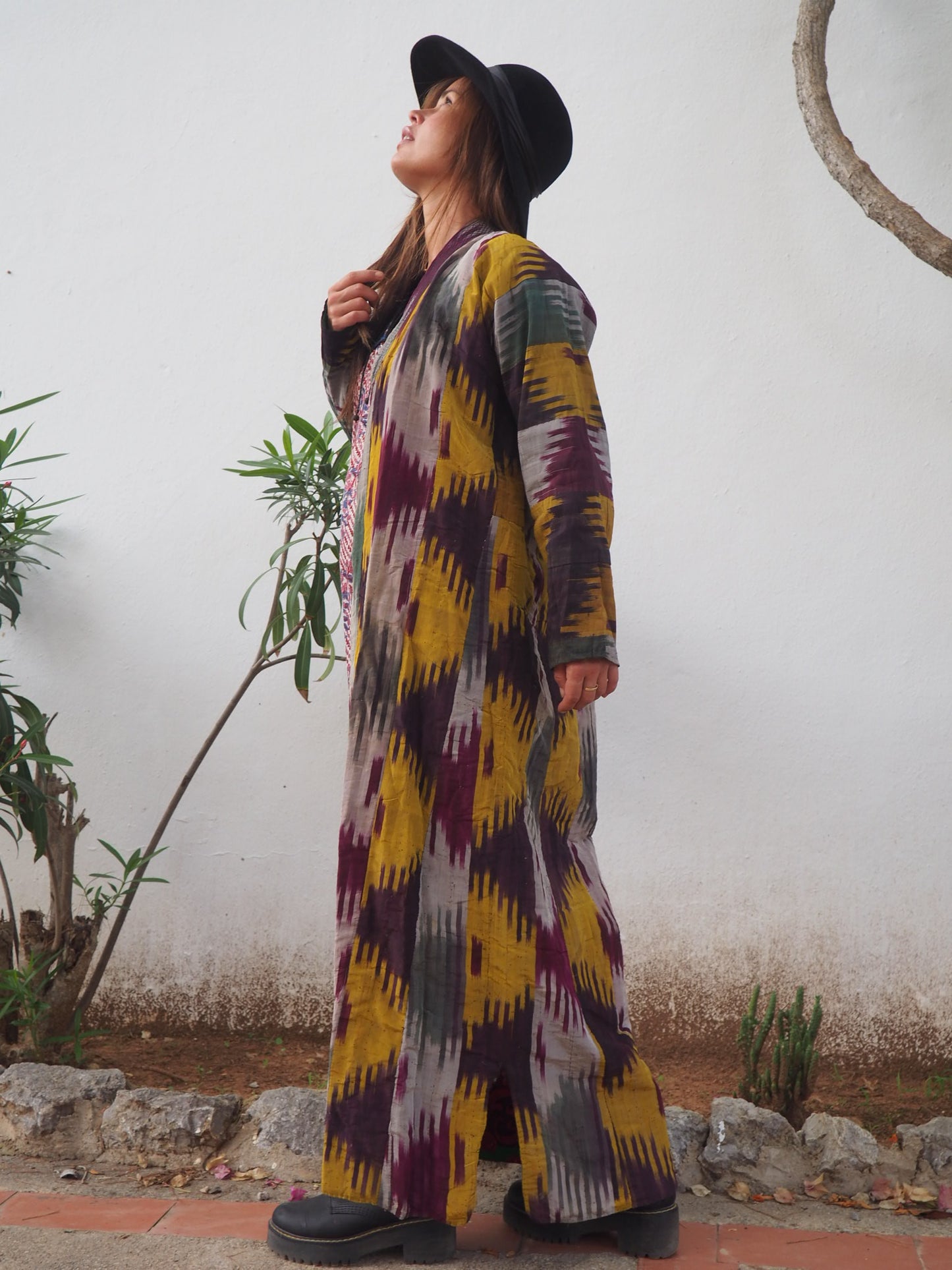 Amazing silk Uzbekistan hand woven Ikat ceremony jacket