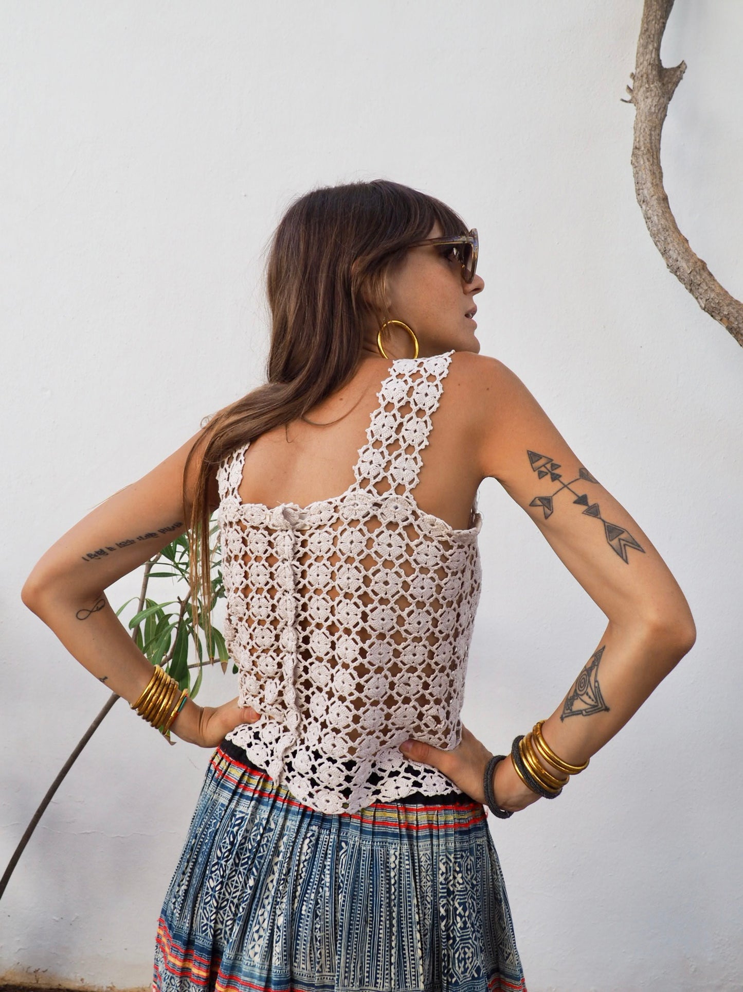 Amazing one off a kind cream vintage crochet lace top up-cycled by Vagabond Ibiza