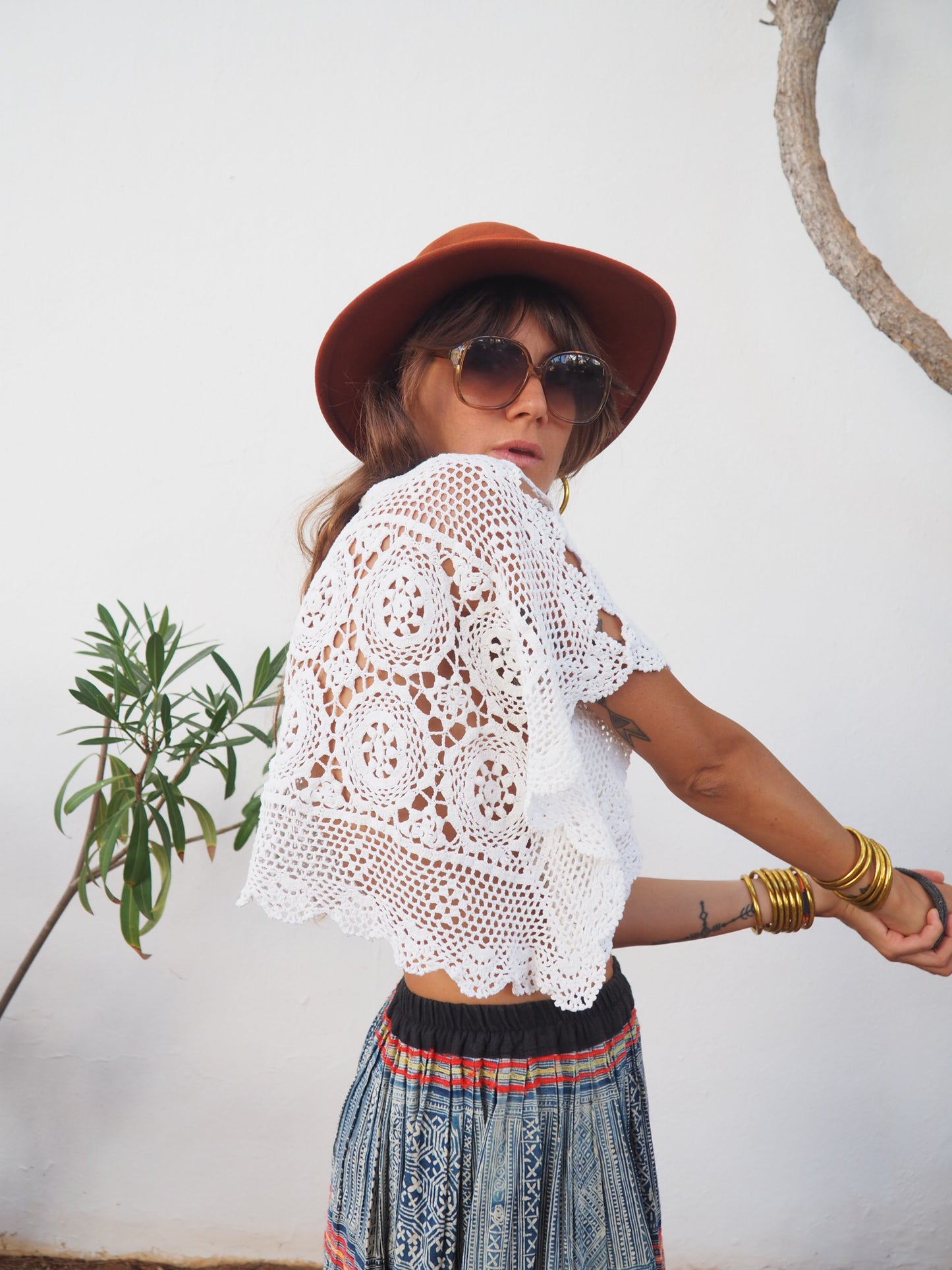 Amazing one off a kind white vintage crochet lace top up-cycled by Vagabond Ibiza