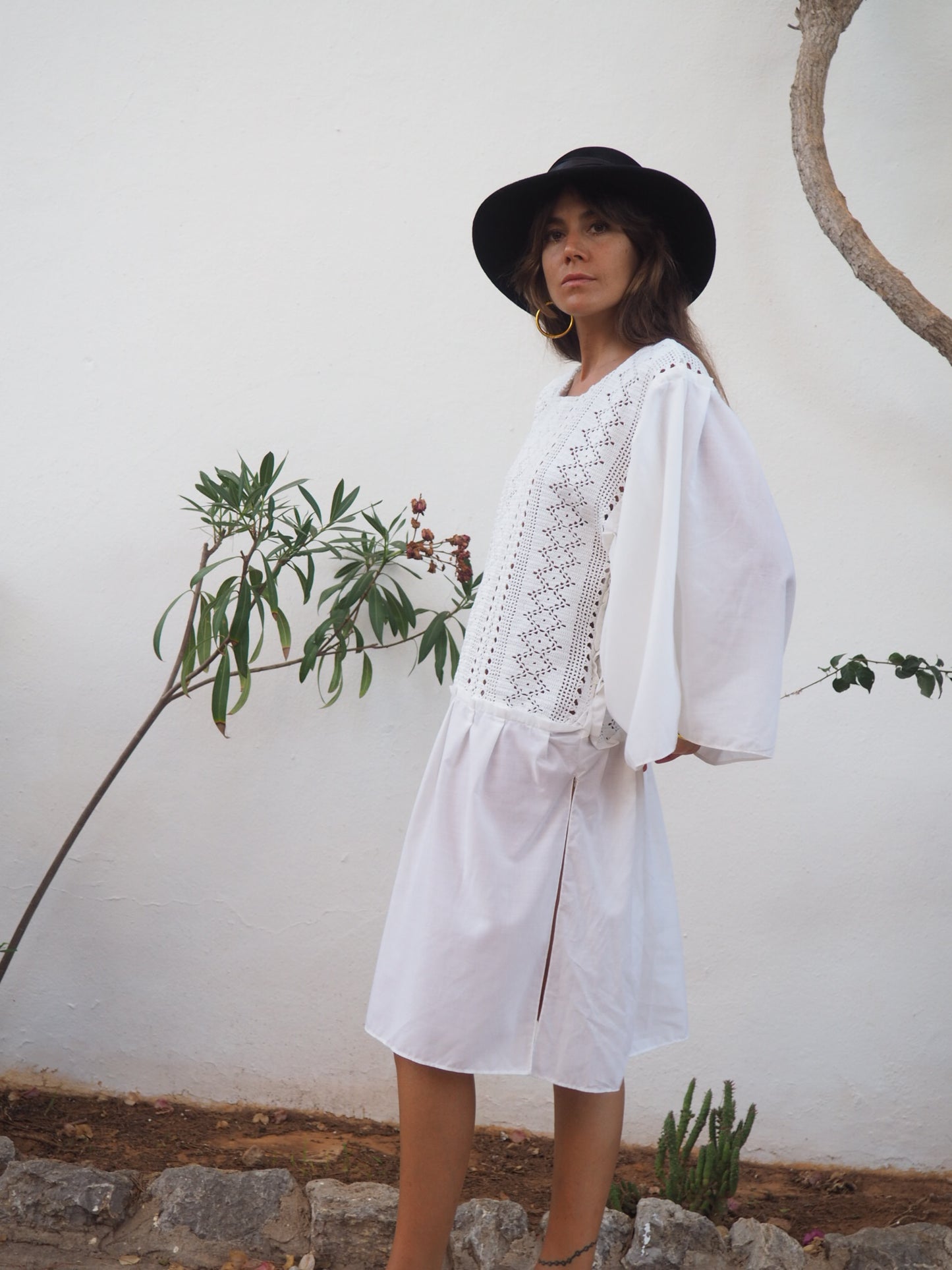 Amazing one off a kind white vintage crochet dress up-cycled by Vagabond Ibiza