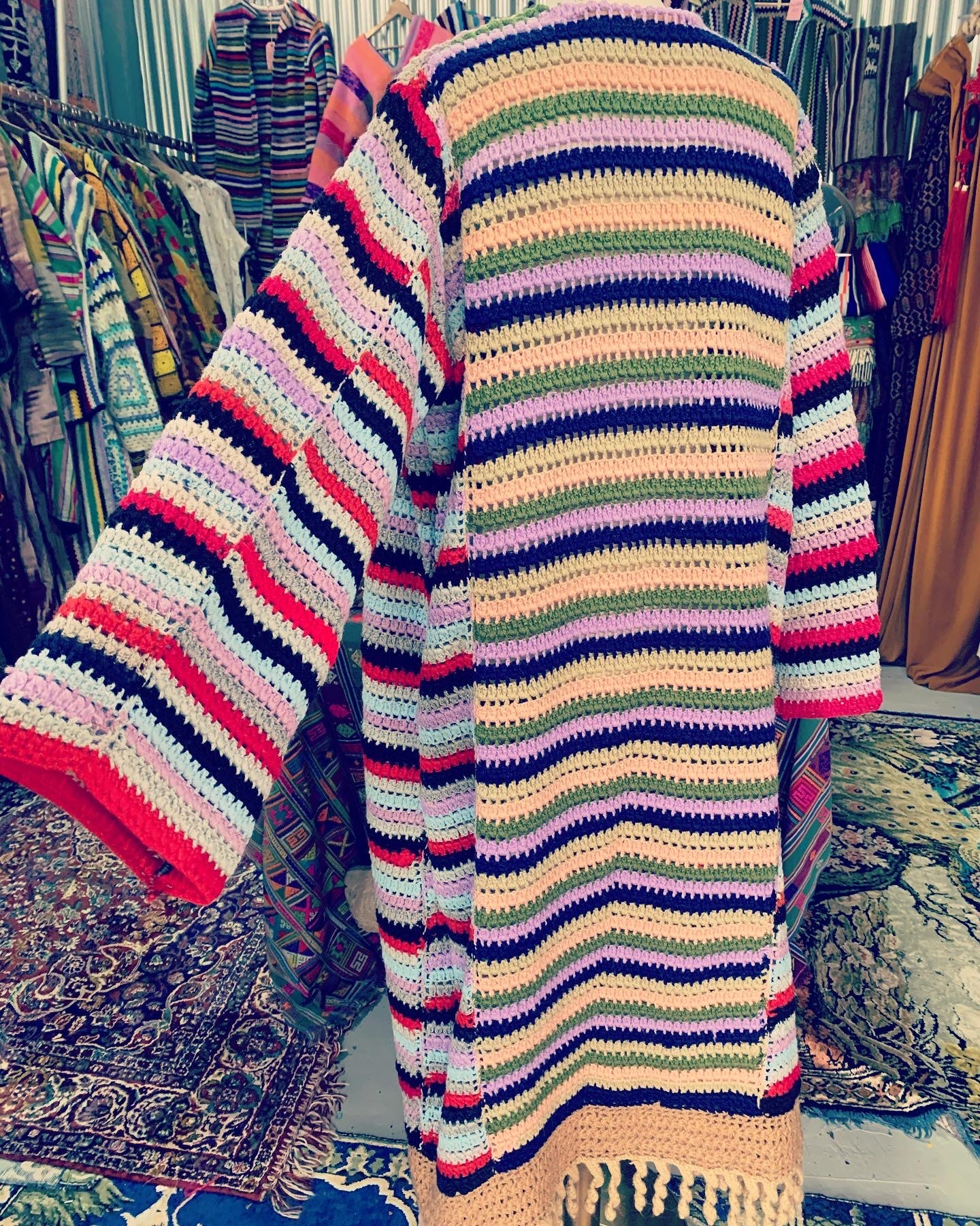 Vintage 1970’s crochet up-cycled tássel jacket