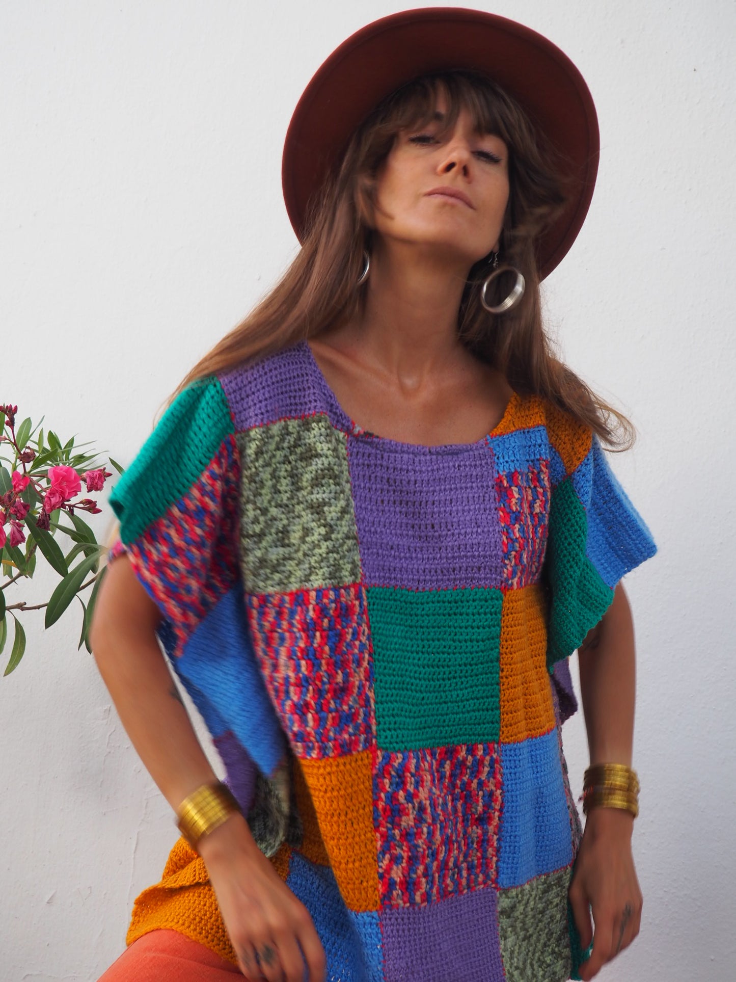 Vintage handmade 1970’s patchwork crochet jumper