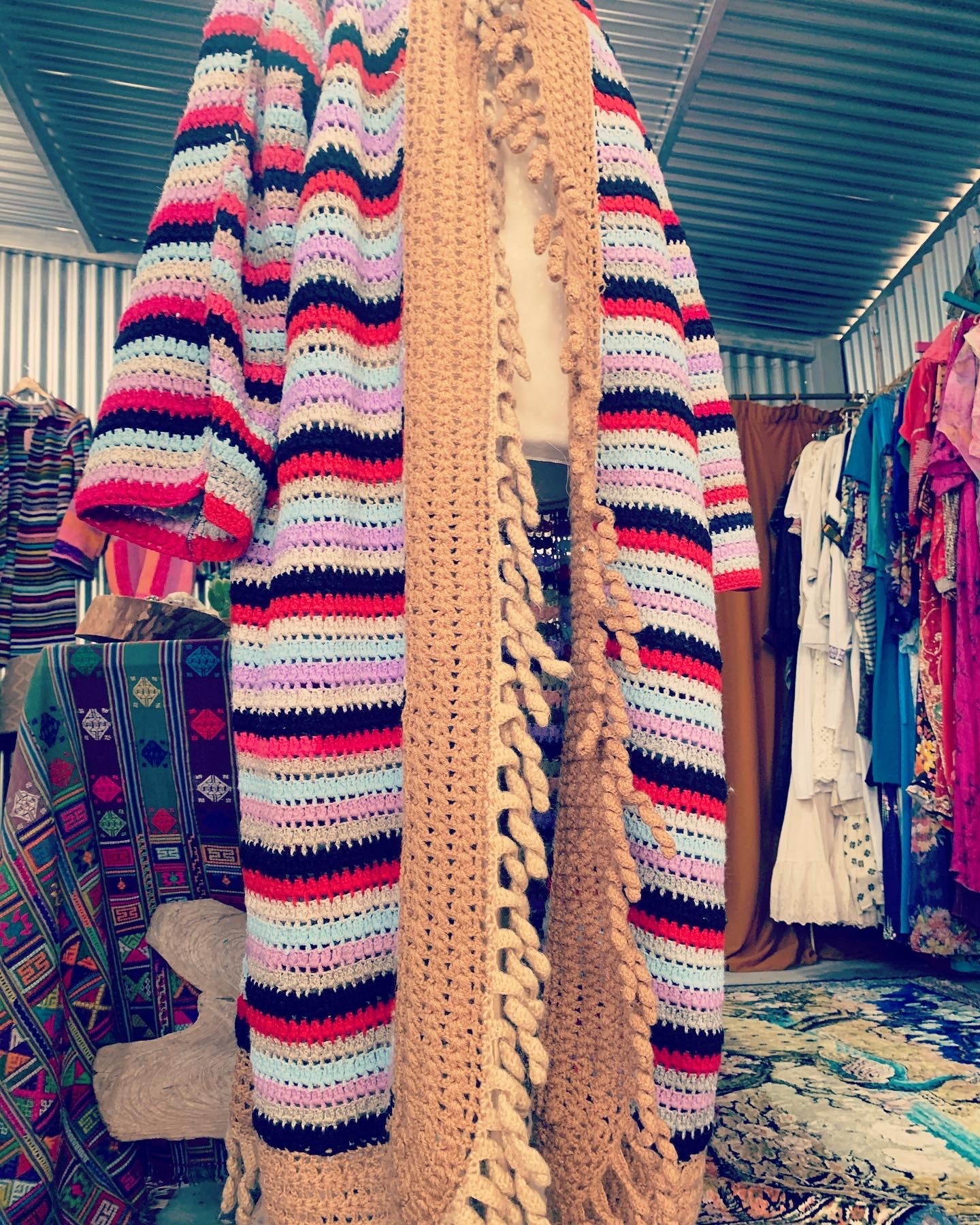 Vintage 1970’s crochet up-cycled tássel jacket