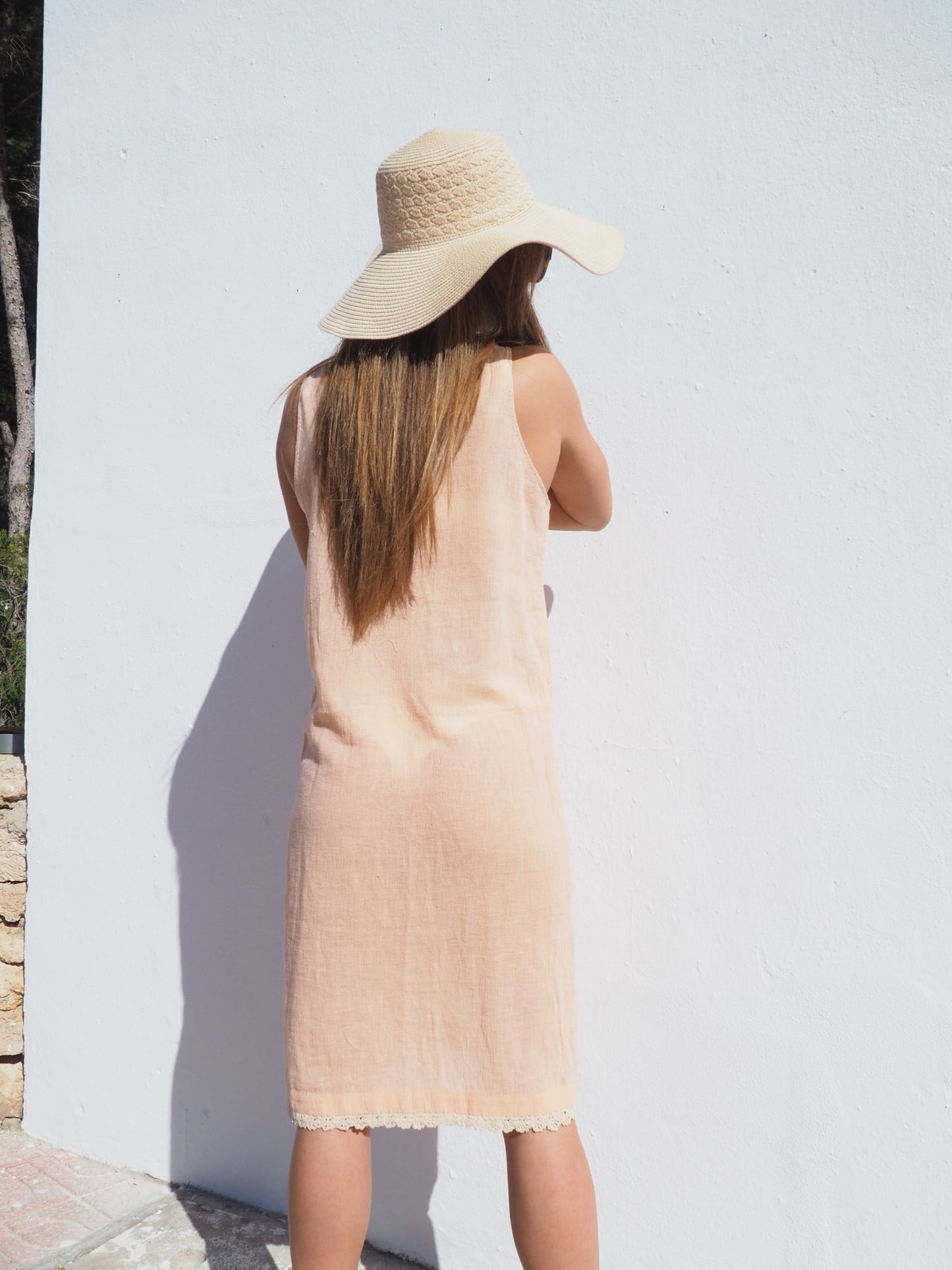 Vintage cotton slip dress in pale pink