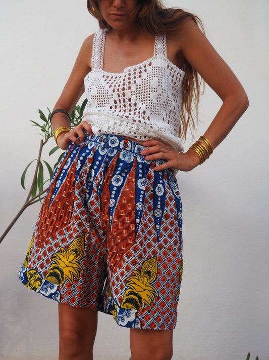 Vintage African printed cotton shorts