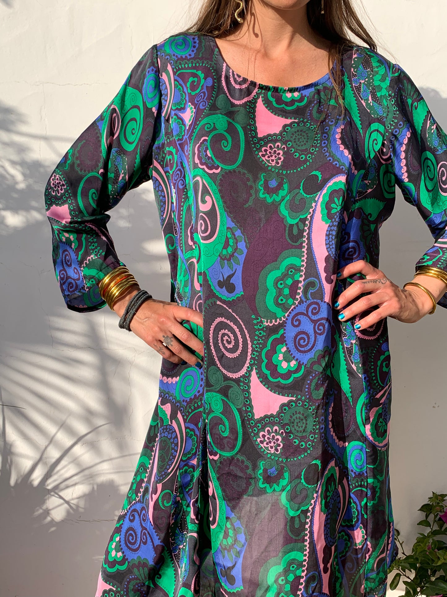 Vintage 1970’s printed dress with wide sleeves