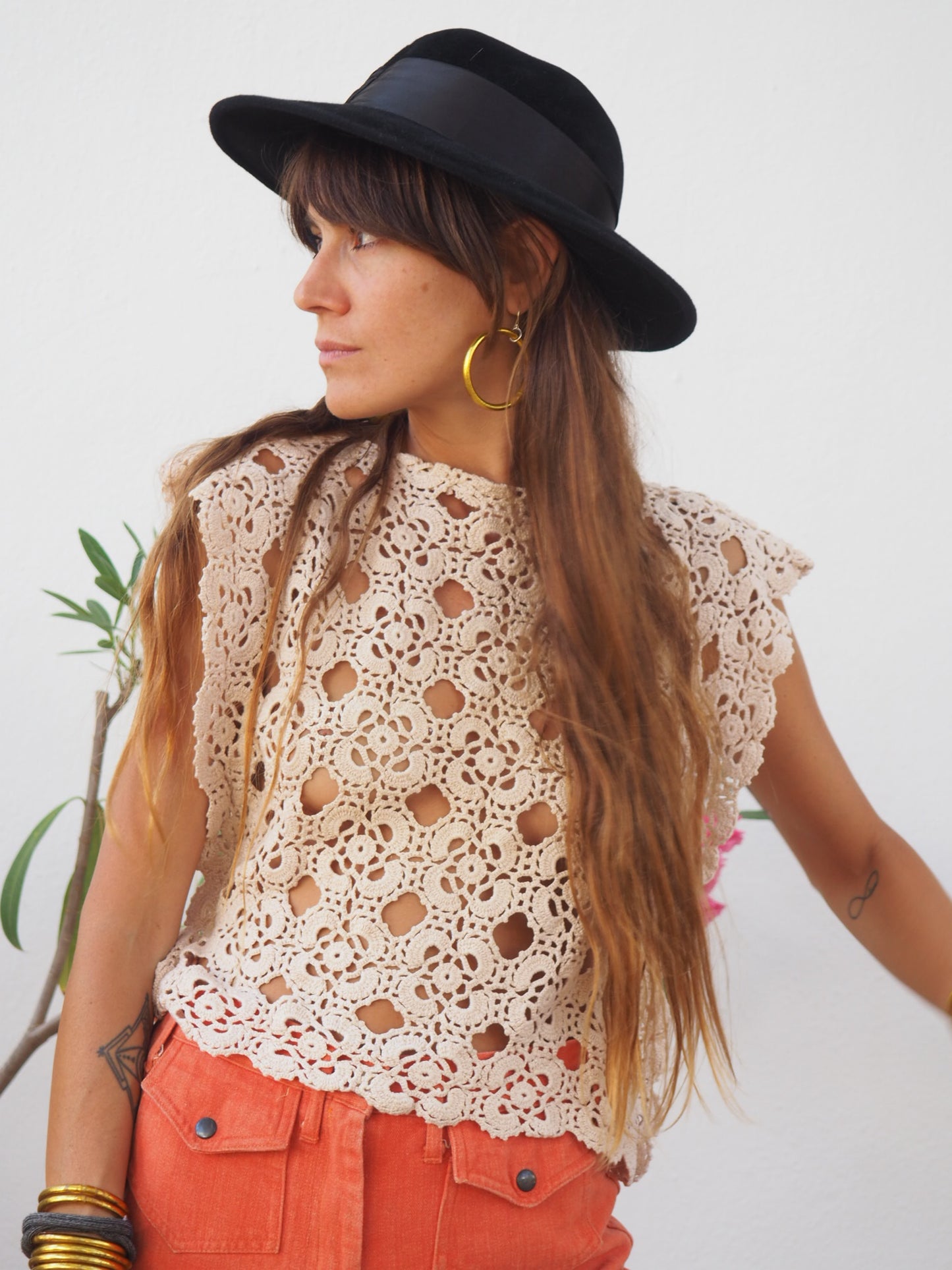 Amazing one off a kind cream vintage crochet lace top up-cycled by Vagabond Ibiza