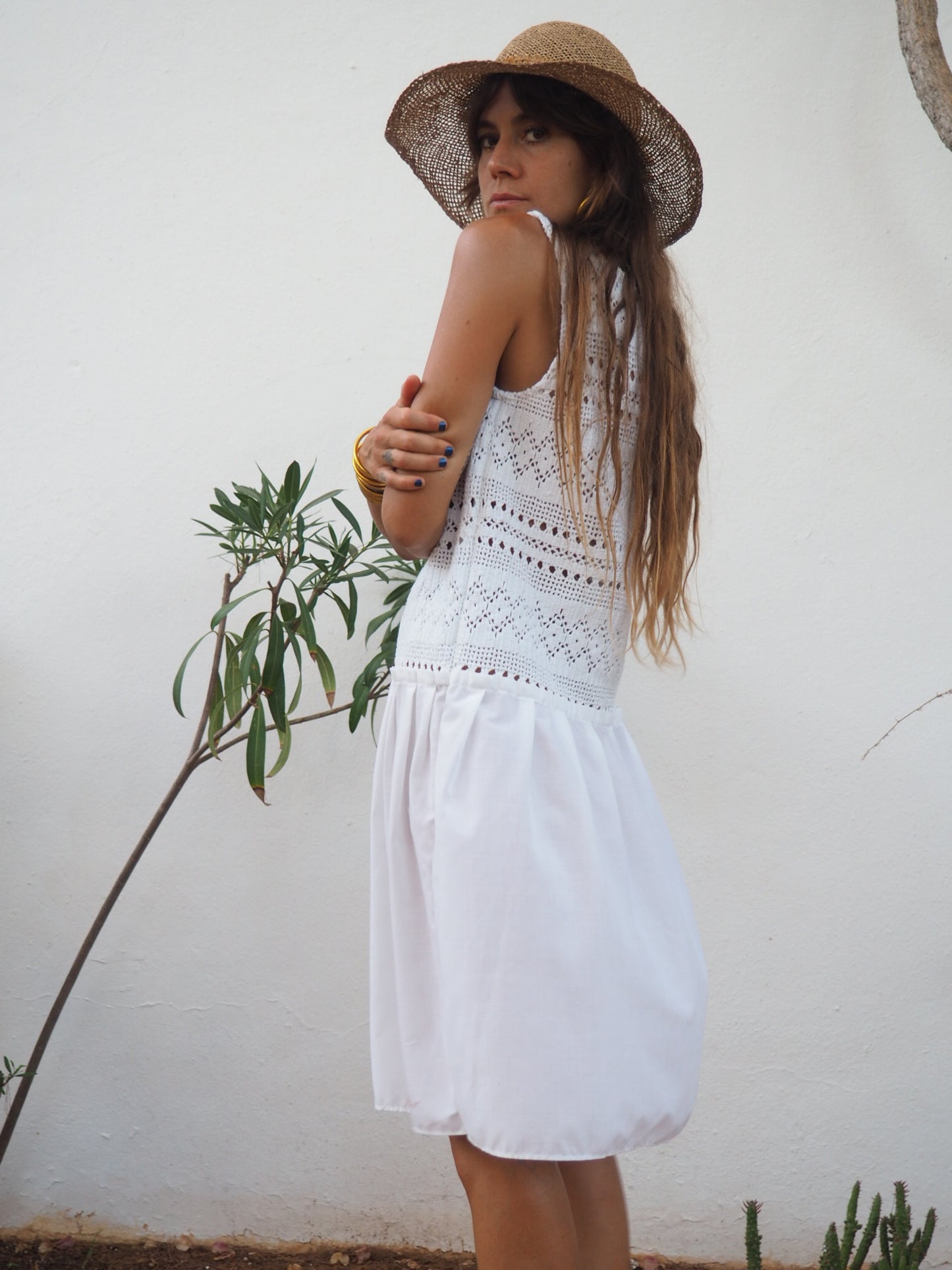 Amazing one off a kind white vintage crochet dress up-cycled by Vagabond Ibiza