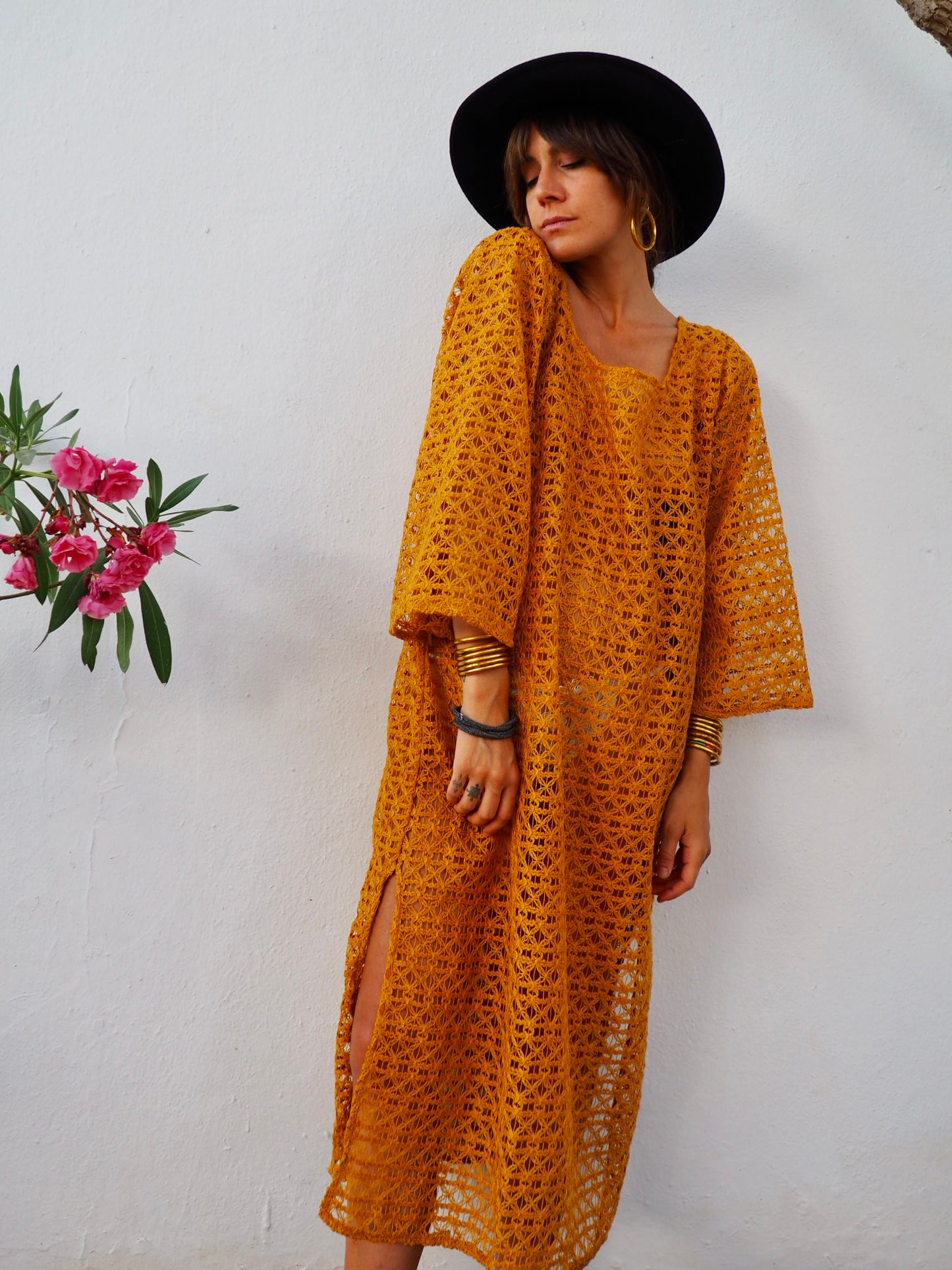 Vintage textiles dress up-cycled by Vagabond Ibiza