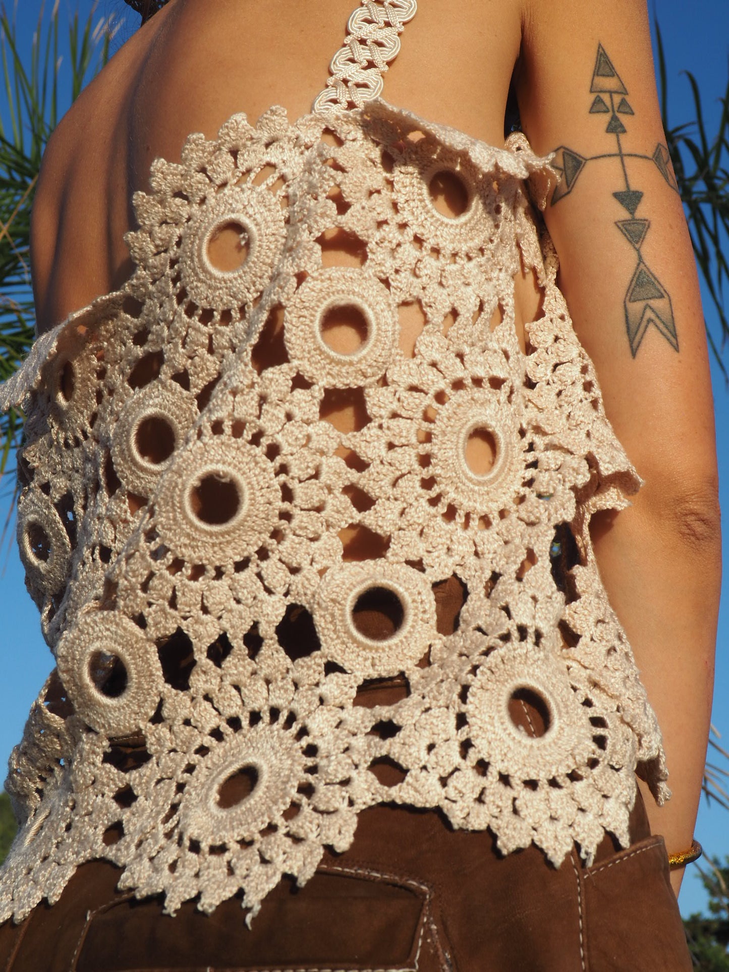 Antique Lace up-cycled crop top by Vagabond Ibiza