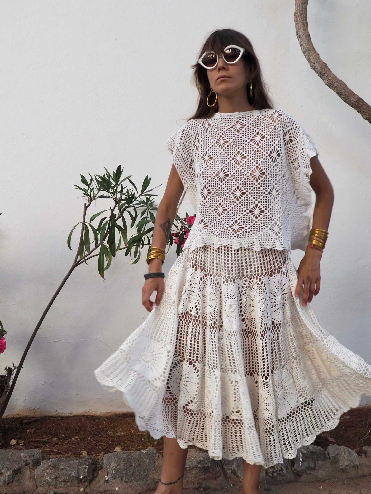 Amazing one off a kind white vintage crochet lace top up-cycled by Vagabond Ibiza