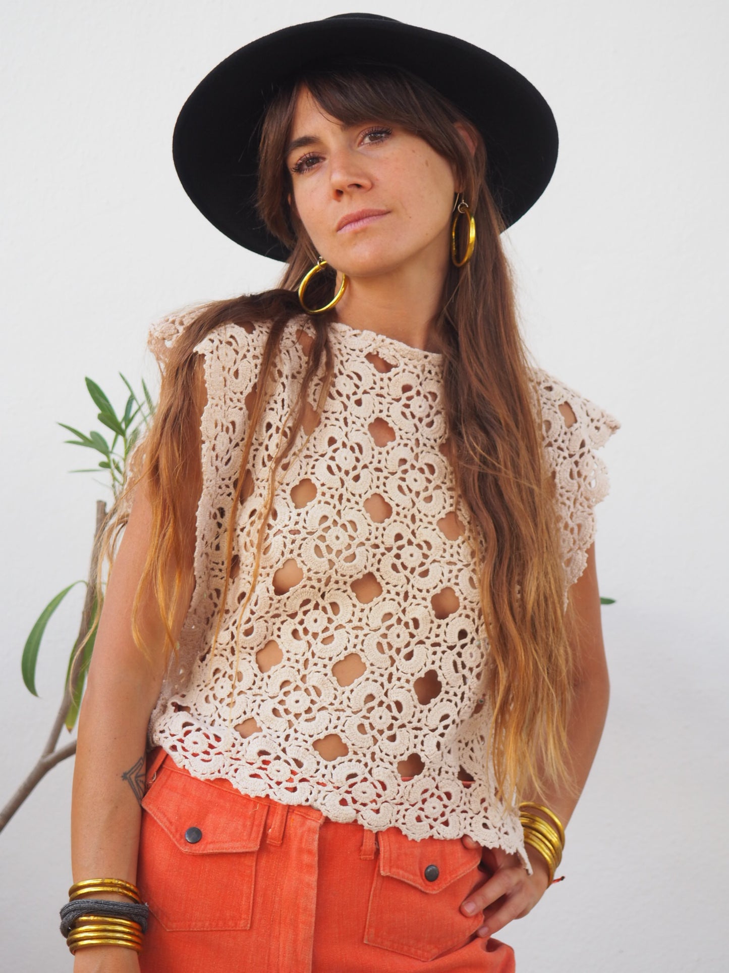 Amazing one off a kind cream vintage crochet lace top up-cycled by Vagabond Ibiza