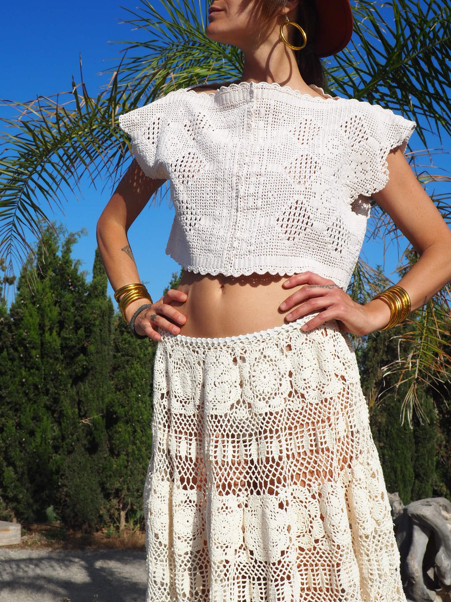 Antique handmade lace crochet up-cycled top by Vagabond Ibiza