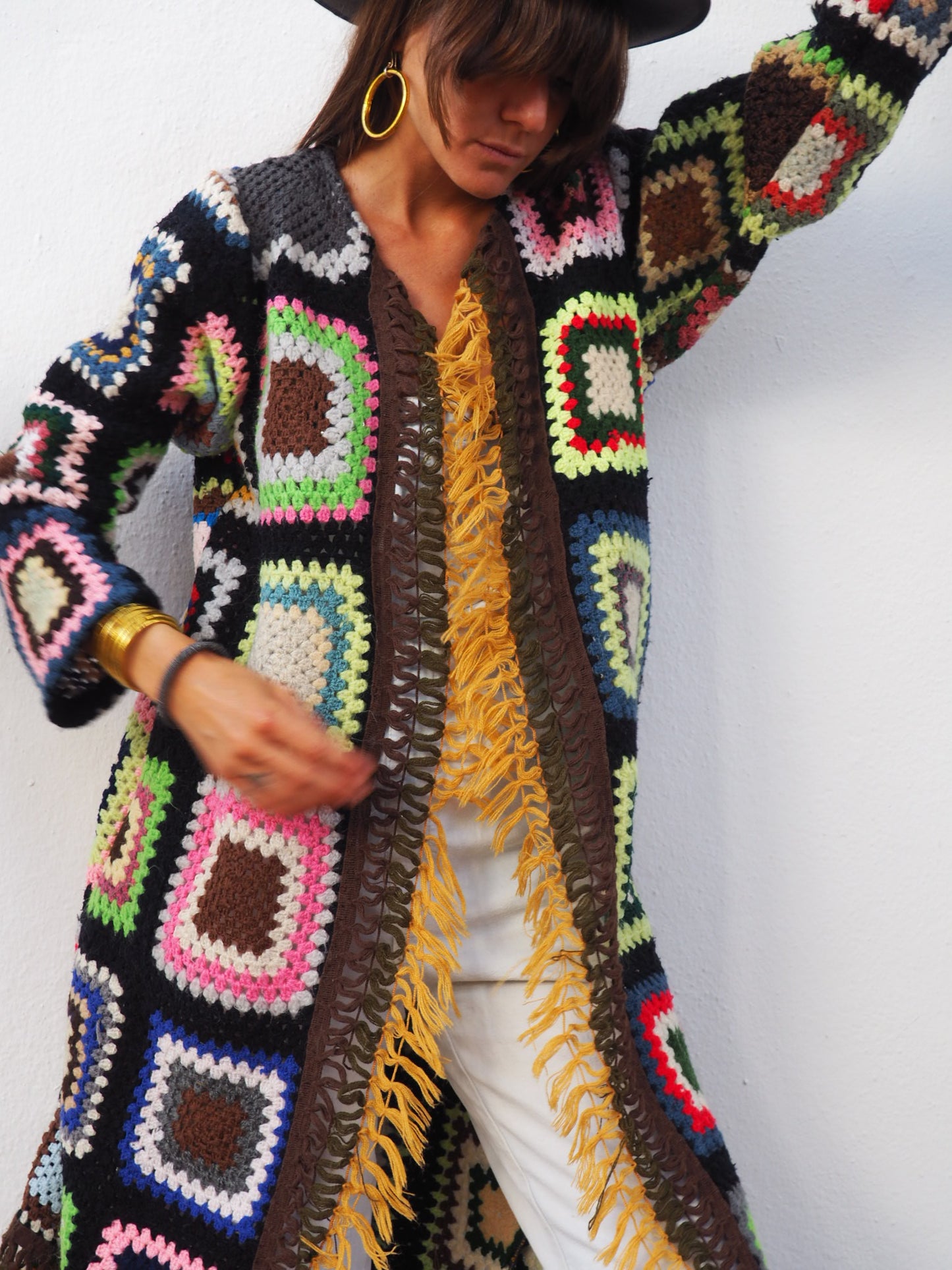 Vintage 1970’s granny square crochet jacket up-cycled by Vagabond Ibiza