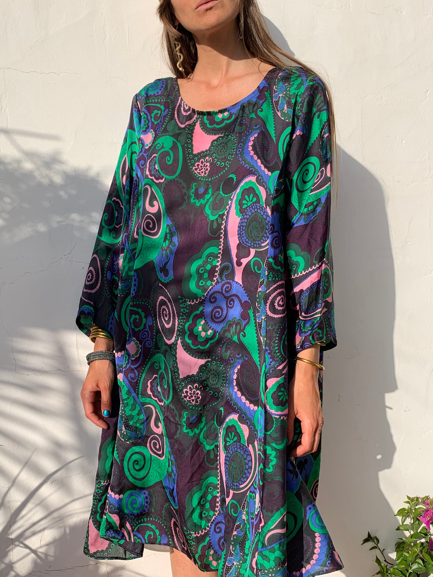 Vintage 1970’s printed dress with wide sleeves