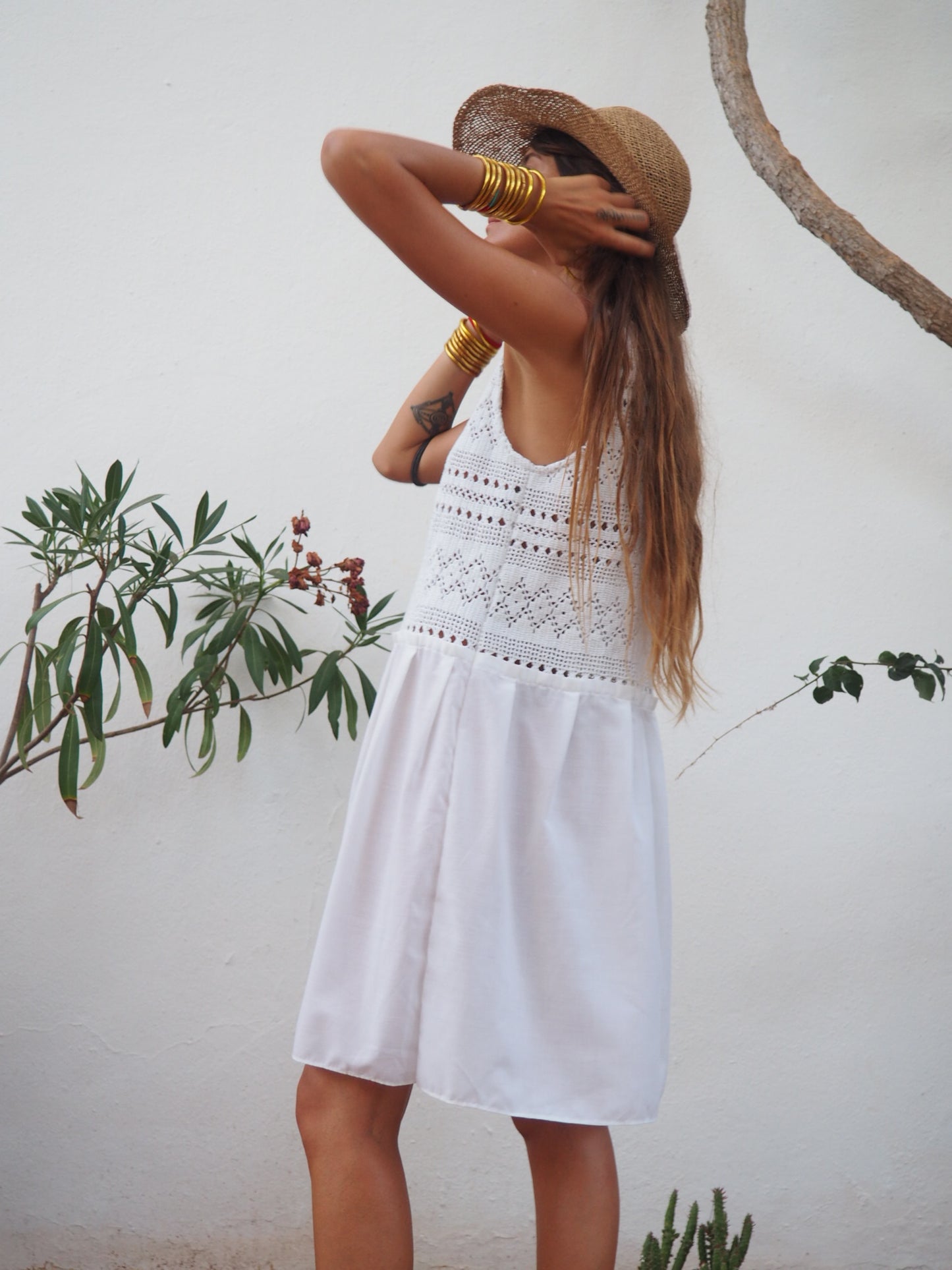 Amazing one off a kind white vintage crochet dress up-cycled by Vagabond Ibiza