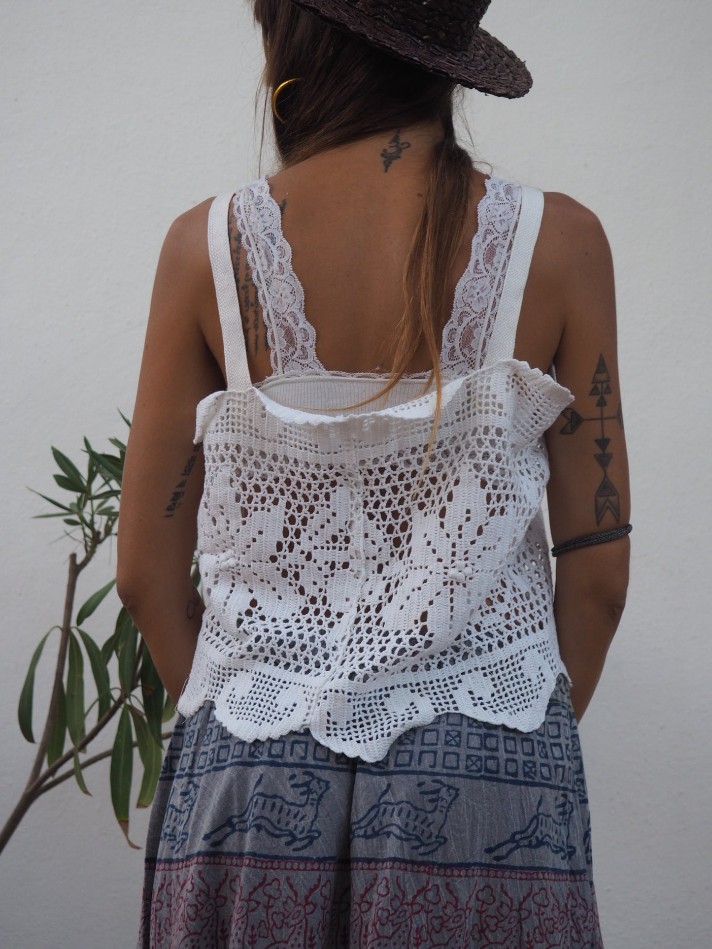 Amazing one off a kind white vintage crochet lace top up-cycled by Vagabond Ibiza